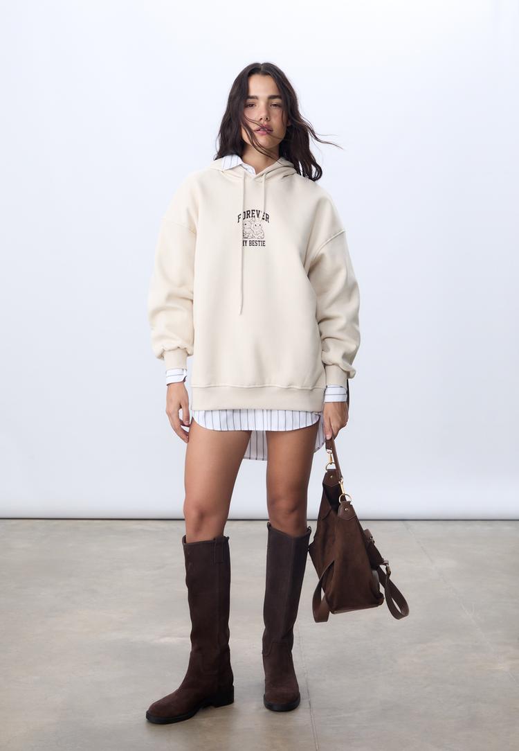 grafische sweater met capuchon