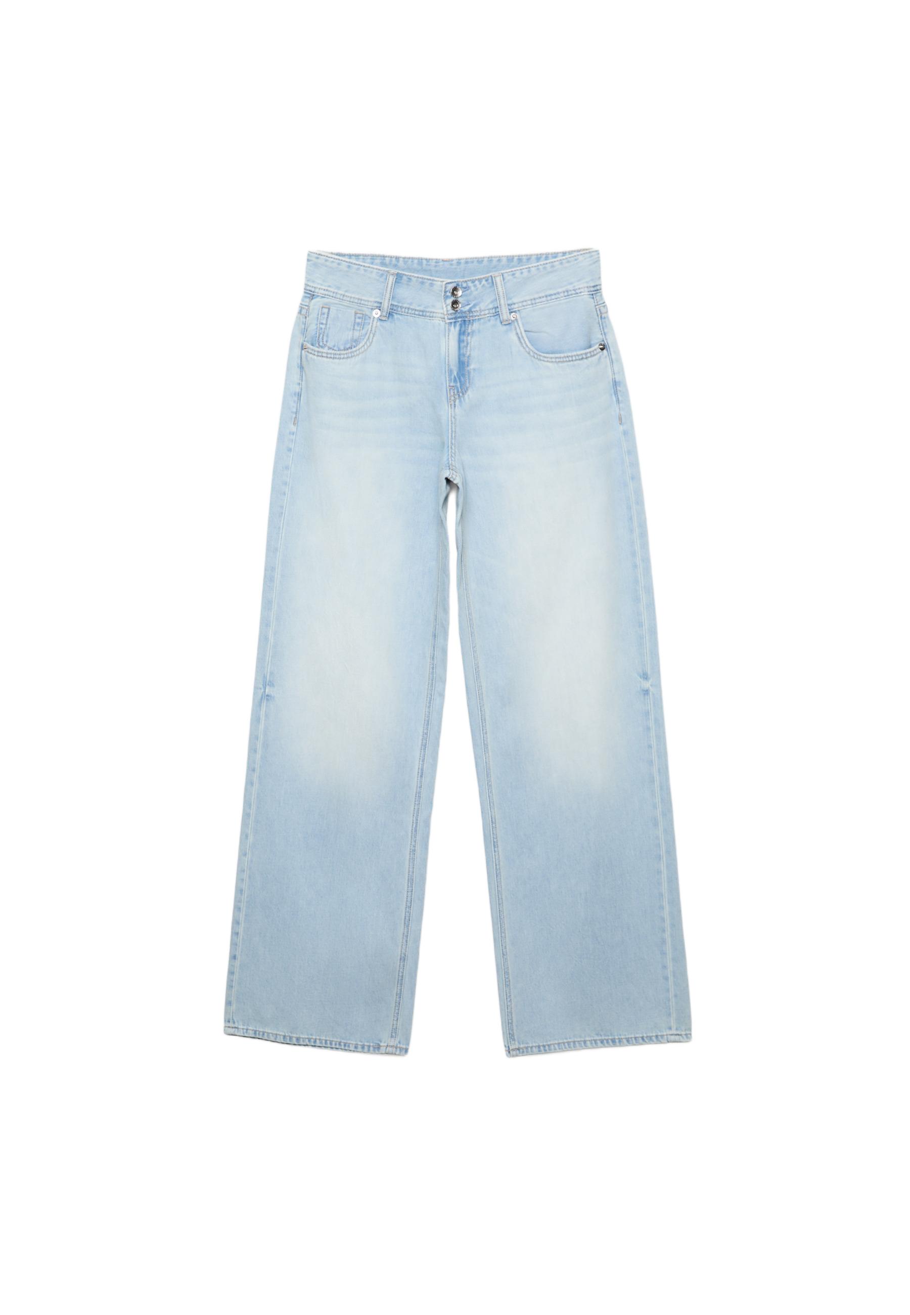 Low-rise double-button jeans — MEDIUM LIGHT BLUE DENIM