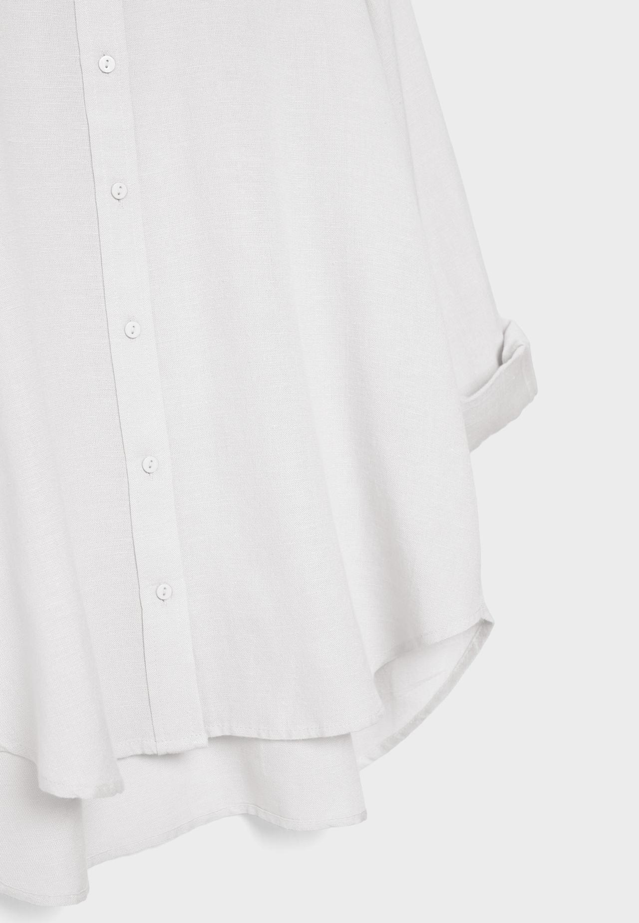 Linen-effect flowing shirt — White