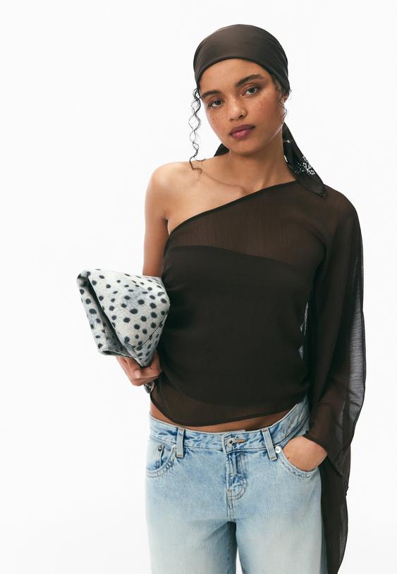 Stradivarius Cape Asymétrique Marron Xs