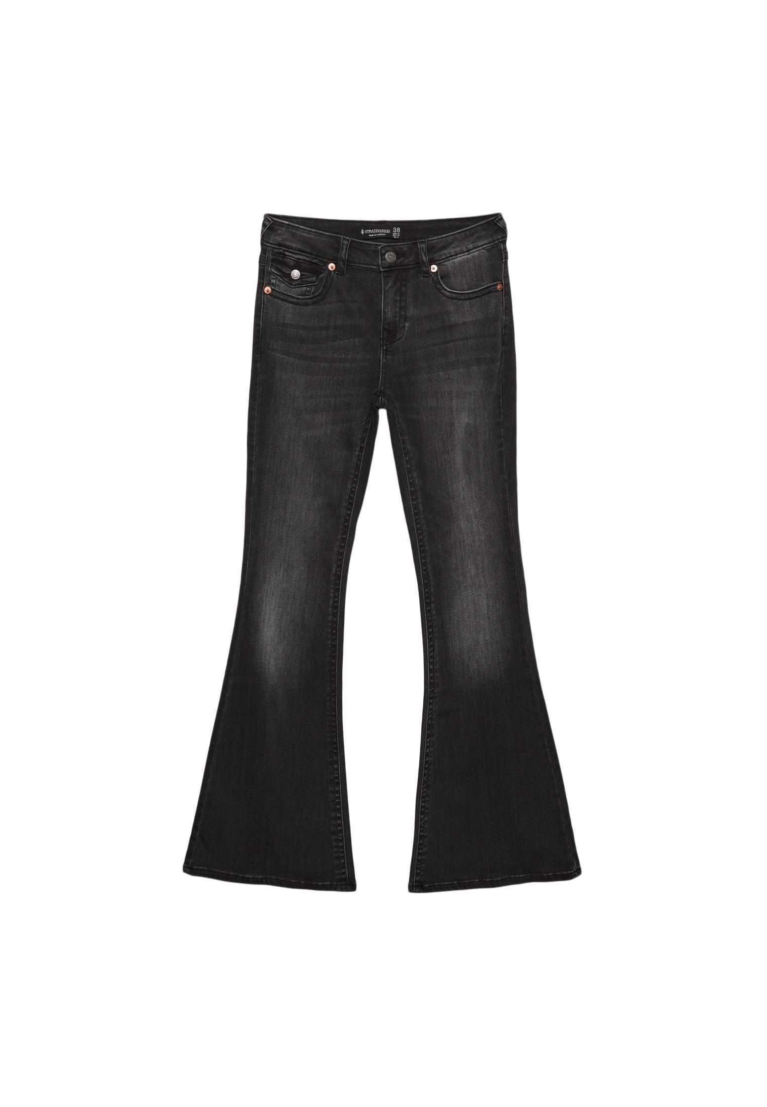 D04 low rise flared jeans — BLACK DENIM WASH