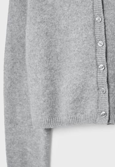 Soft-touch button-up knit cardigan — Grey 7