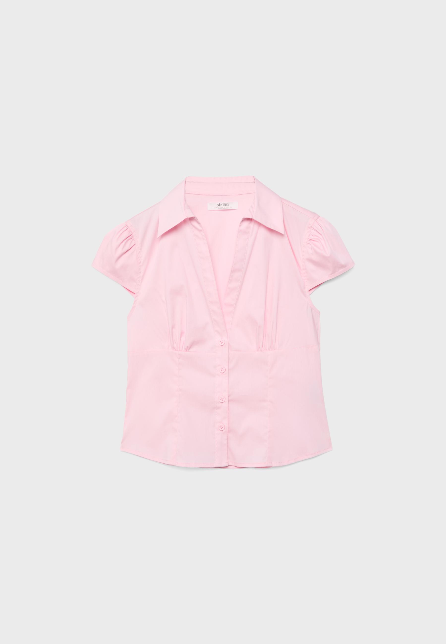 Fitted short sleeve shirt — Pastel pink