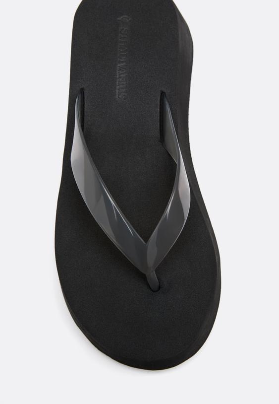 Stradivarius Eva Platform Thong Sandals Black 5