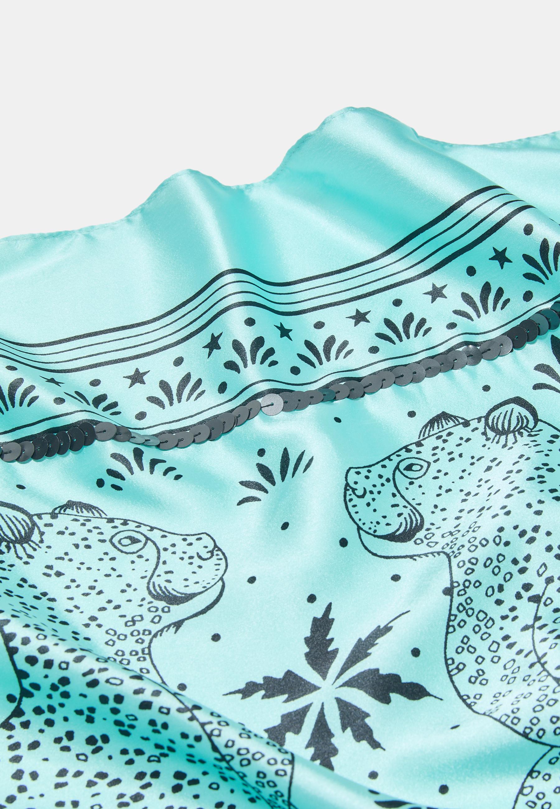 Sequined row print scarf — Sky blue