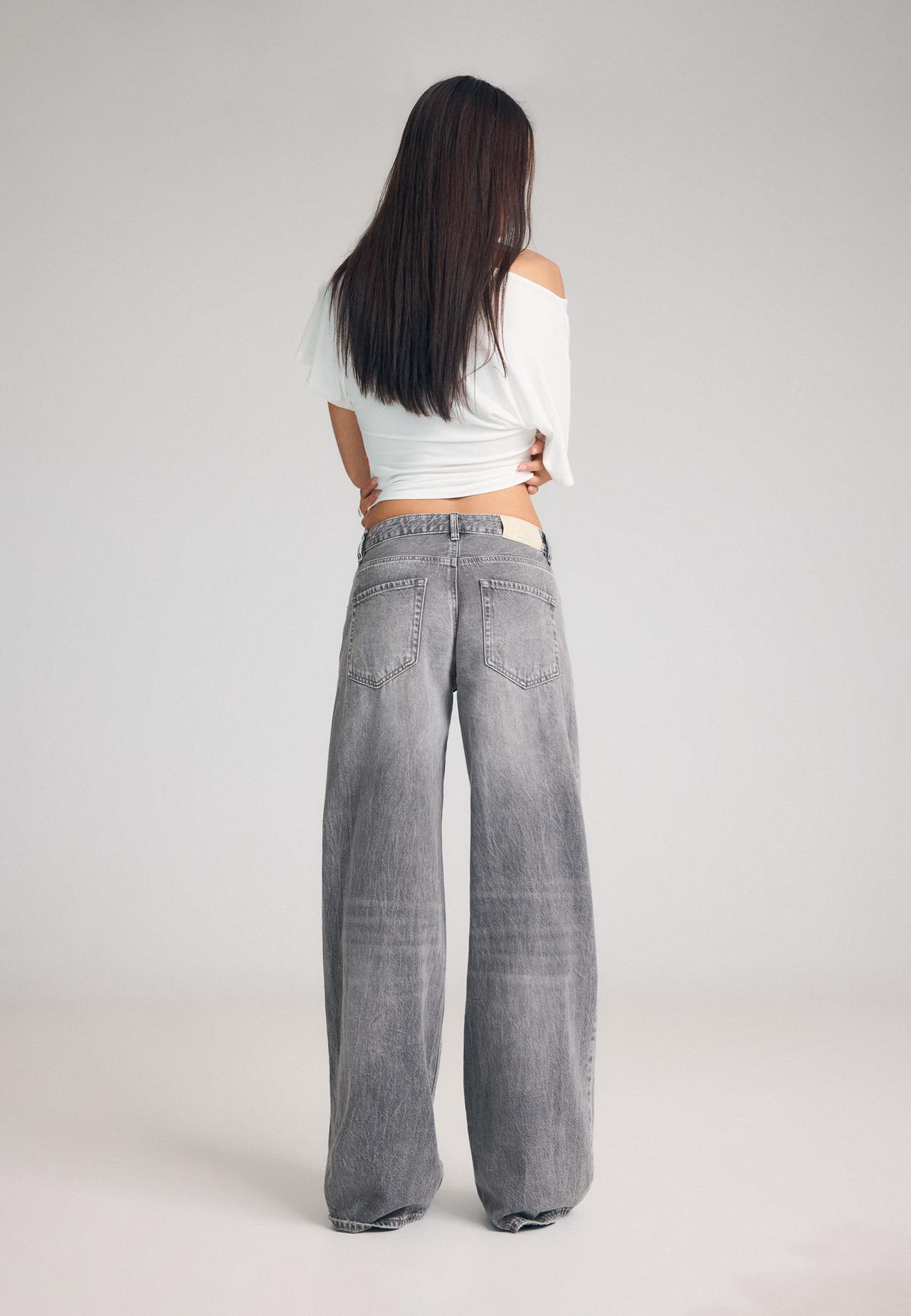D91 low-rise wide-leg jeans — GREY DENIM WASH