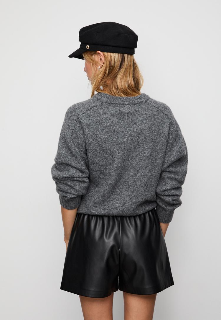 leather effect shorts with drawstrings