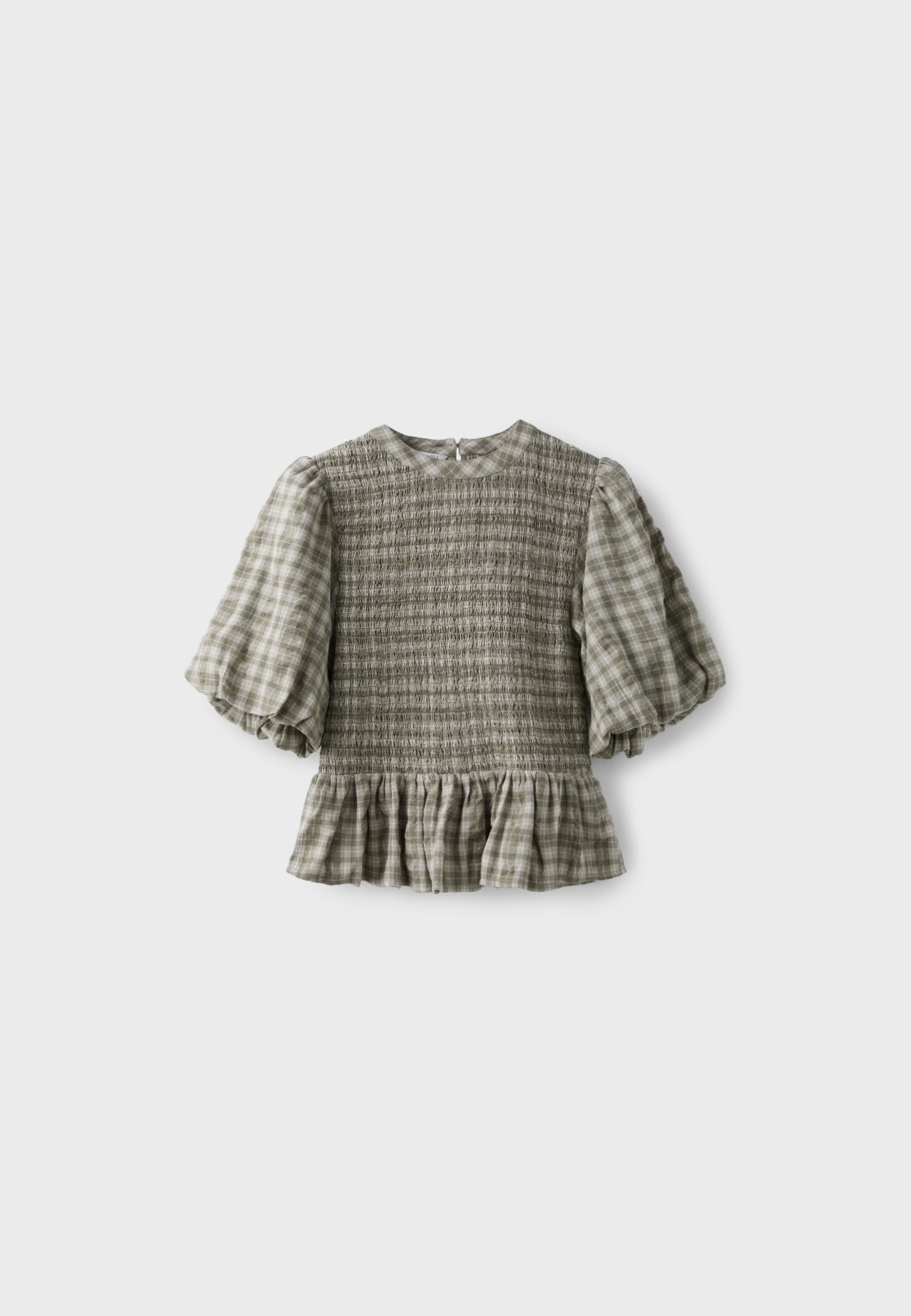 Short sleeve peplum blouse — Khaki