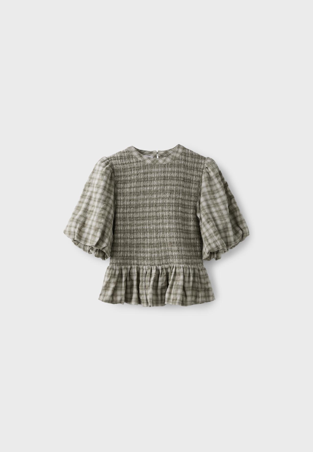 Short sleeve peplum blouse — Khaki