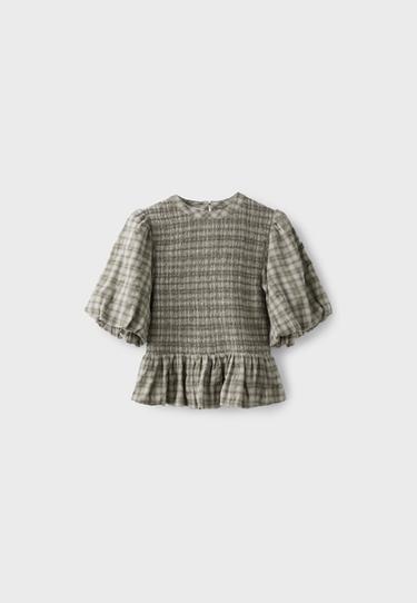 Short sleeve peplum blouse — Khaki 7