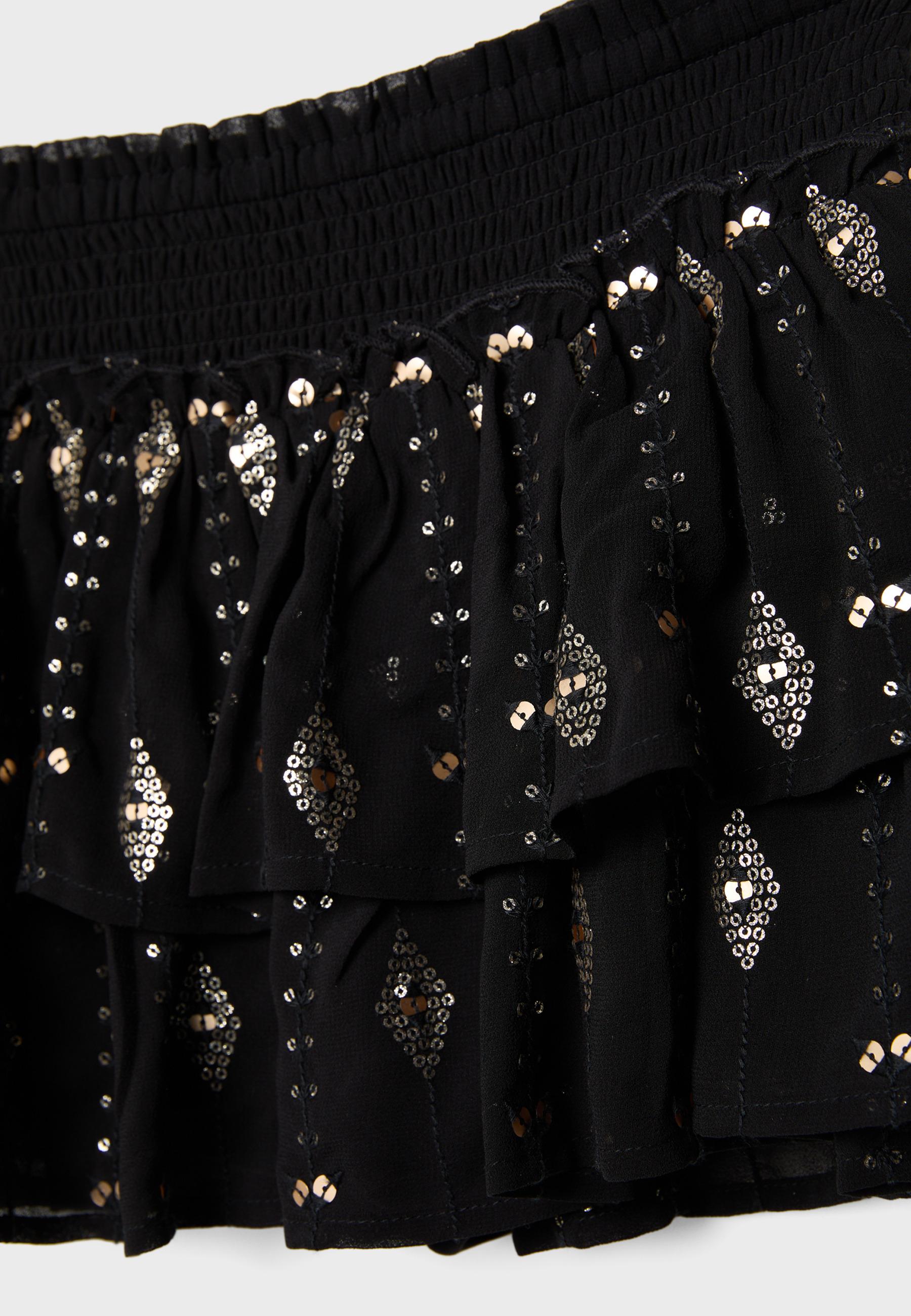Embroidered mini skirt — Black