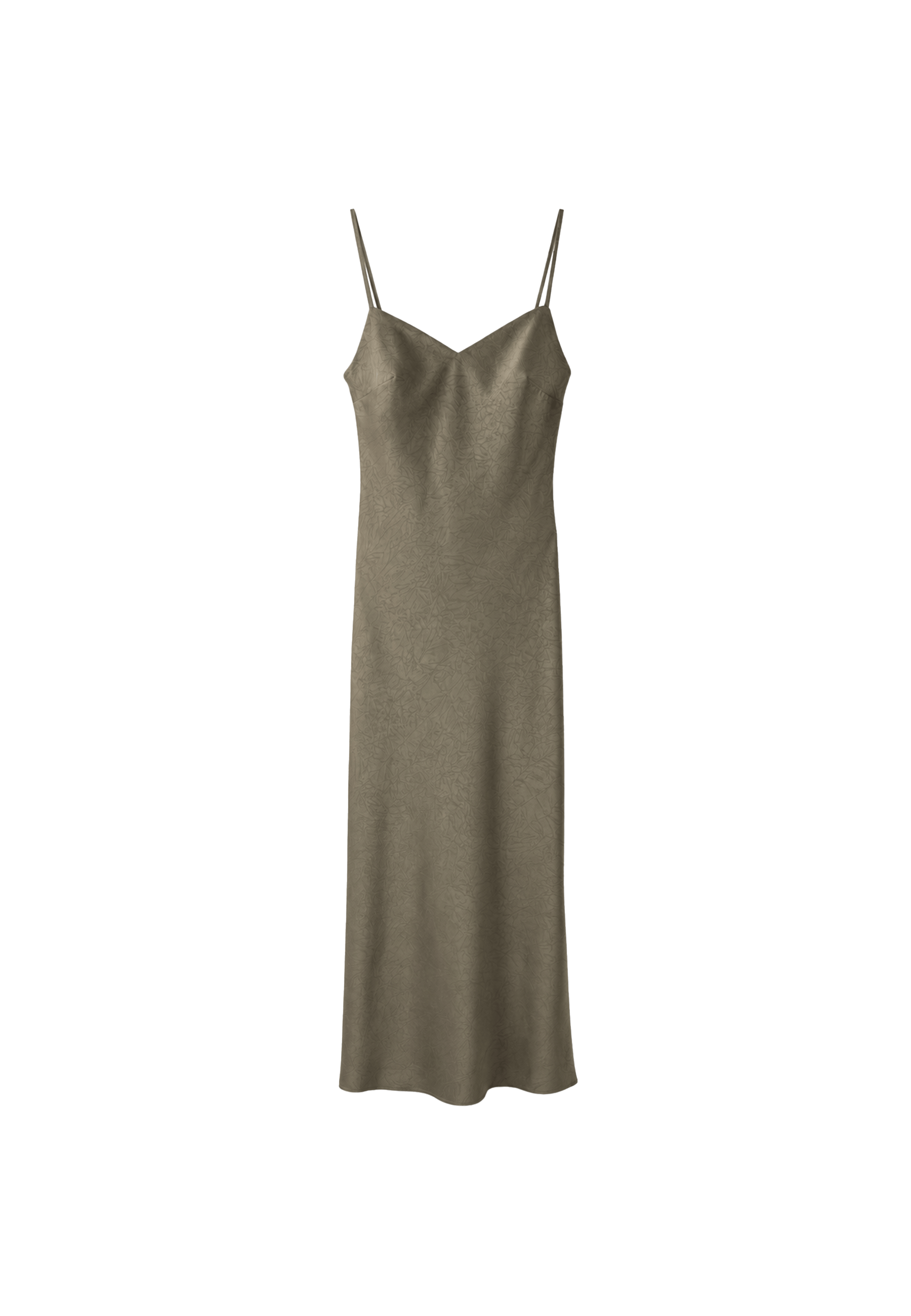 Satin midi dress — Khaki
