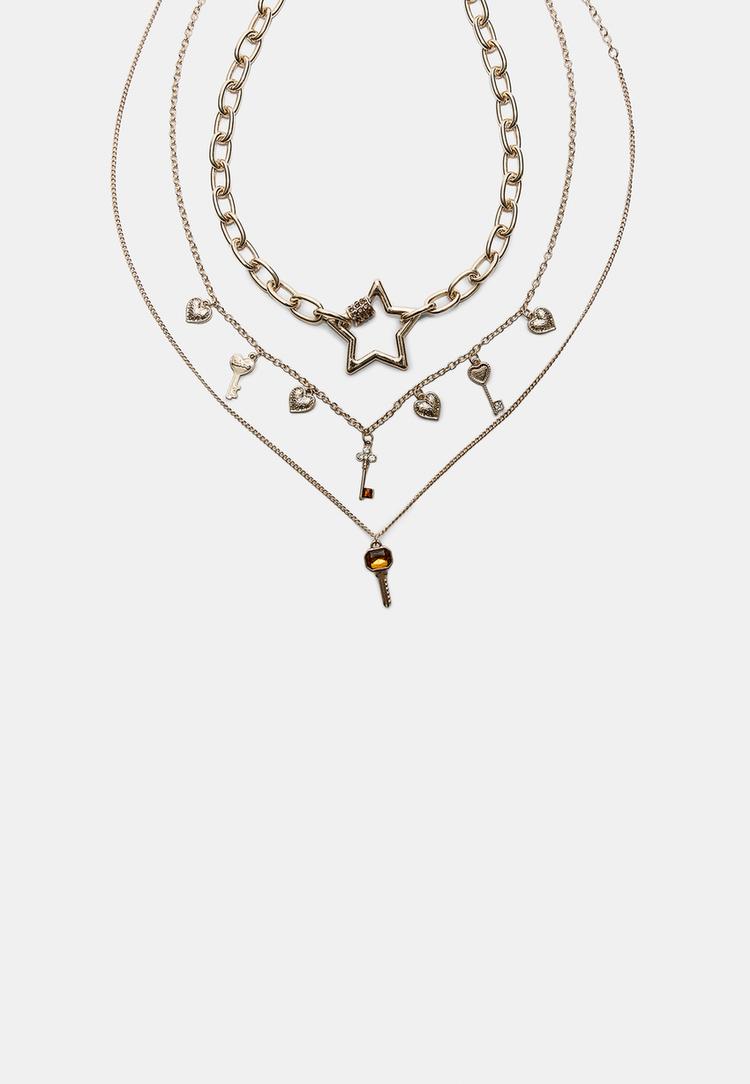 set 3 collares estrella y charms