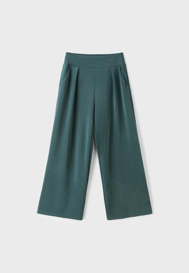Soft-touch wide-leg pleated trousers — Khaki 7