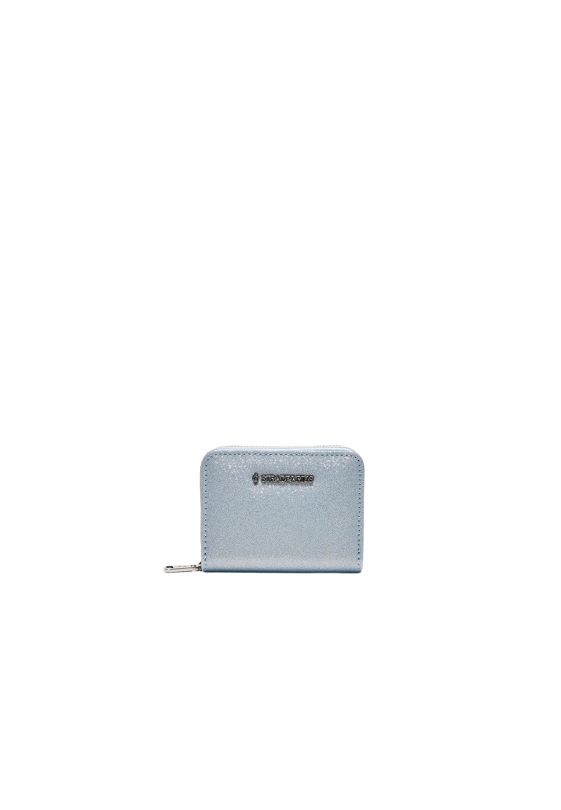 SHIMMERY ZIP-UP PURSE — Sky blue