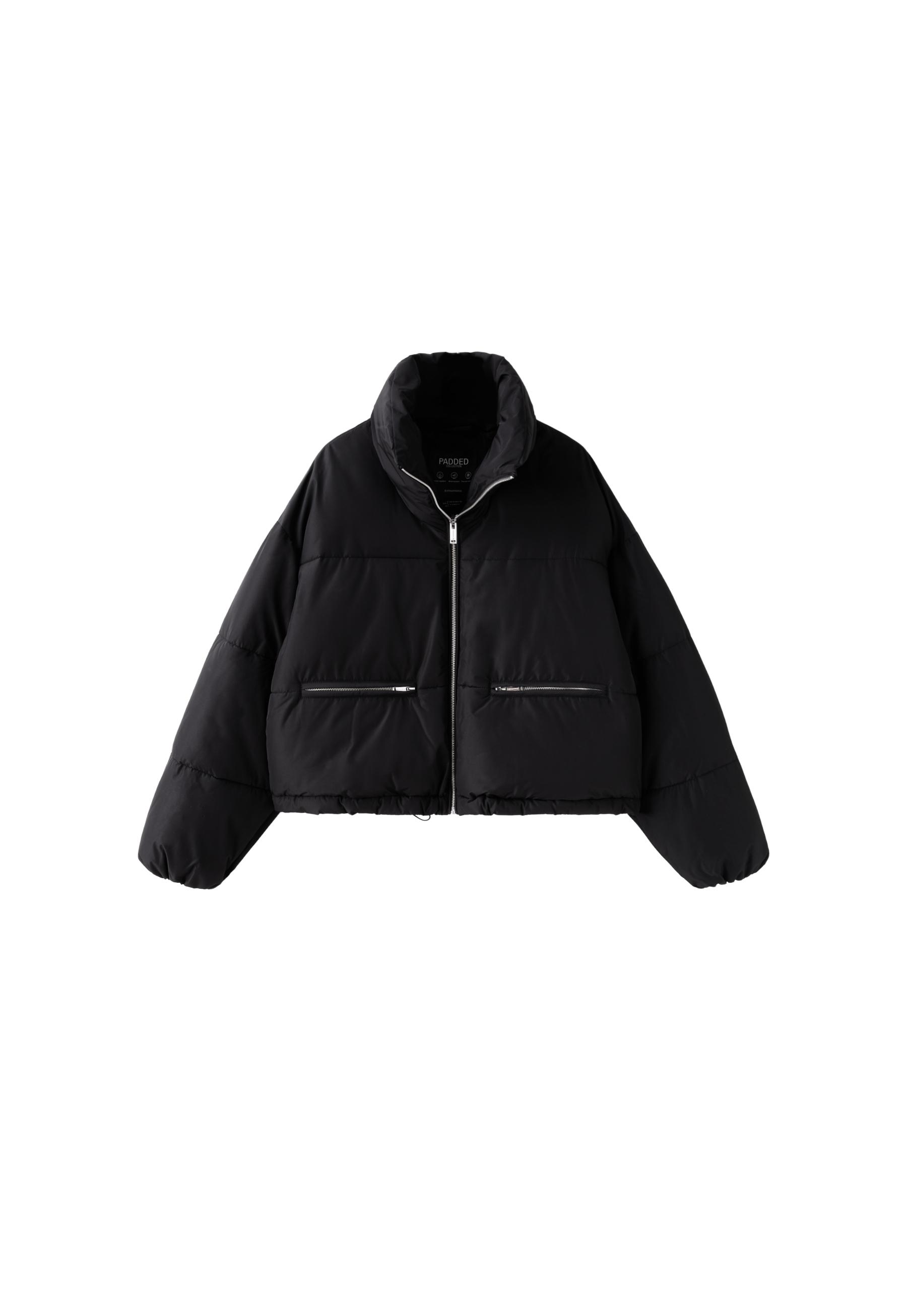 High neck cropped down jacket — Black