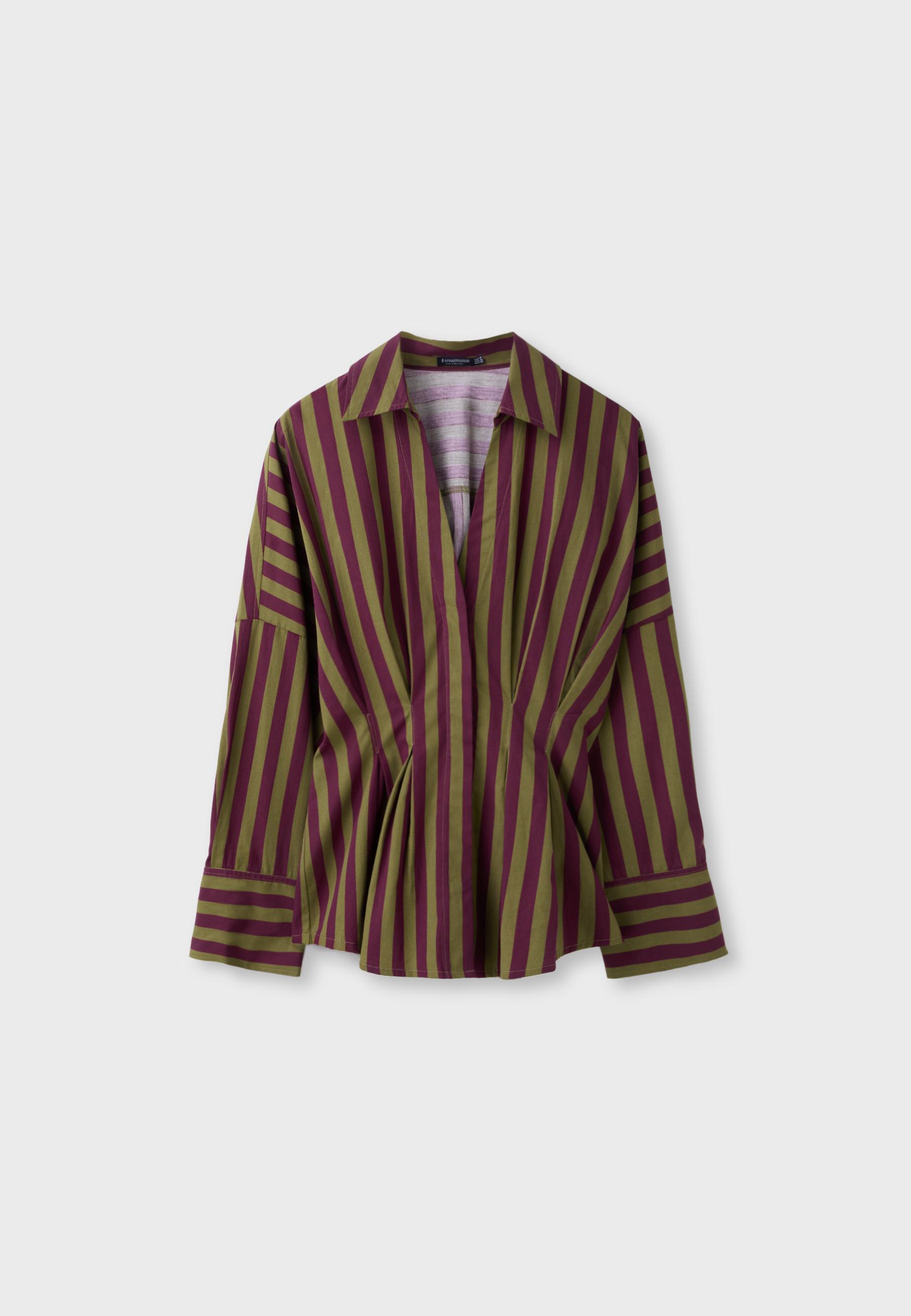 Pleated poplin shirt — Khaki