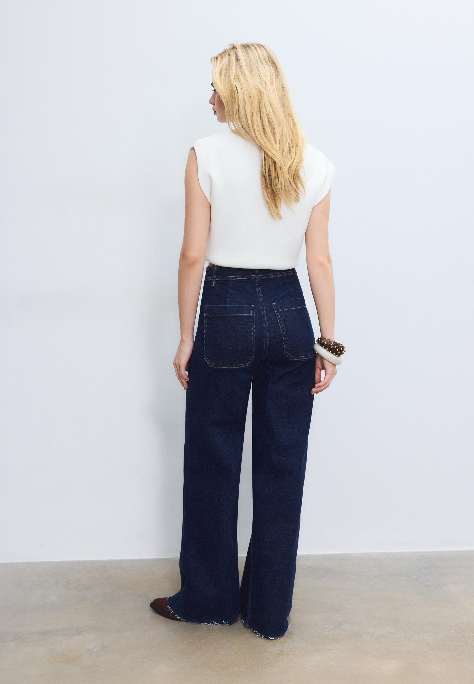 Straight-leg jeans with pockets — RINSE BLUE DENIM