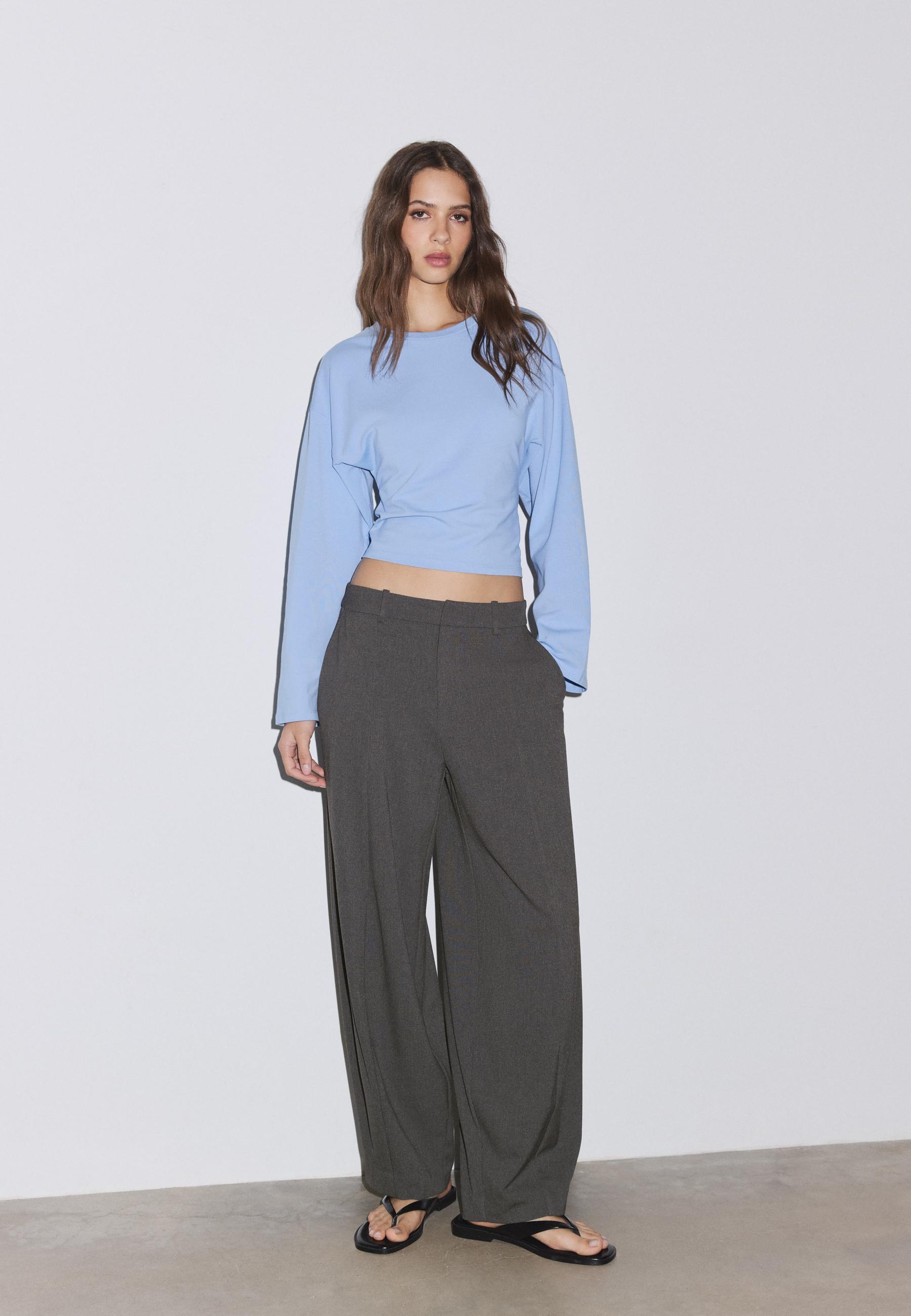 Smart baggy trousers with seam detail — Dark grey