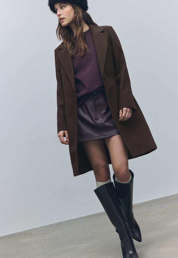 manteau midi bouton toucher doux