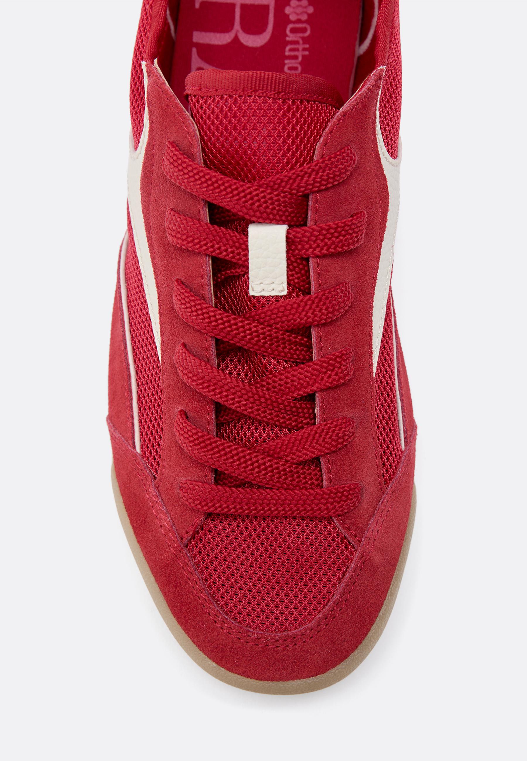 Mesh trainers with leather details — RED