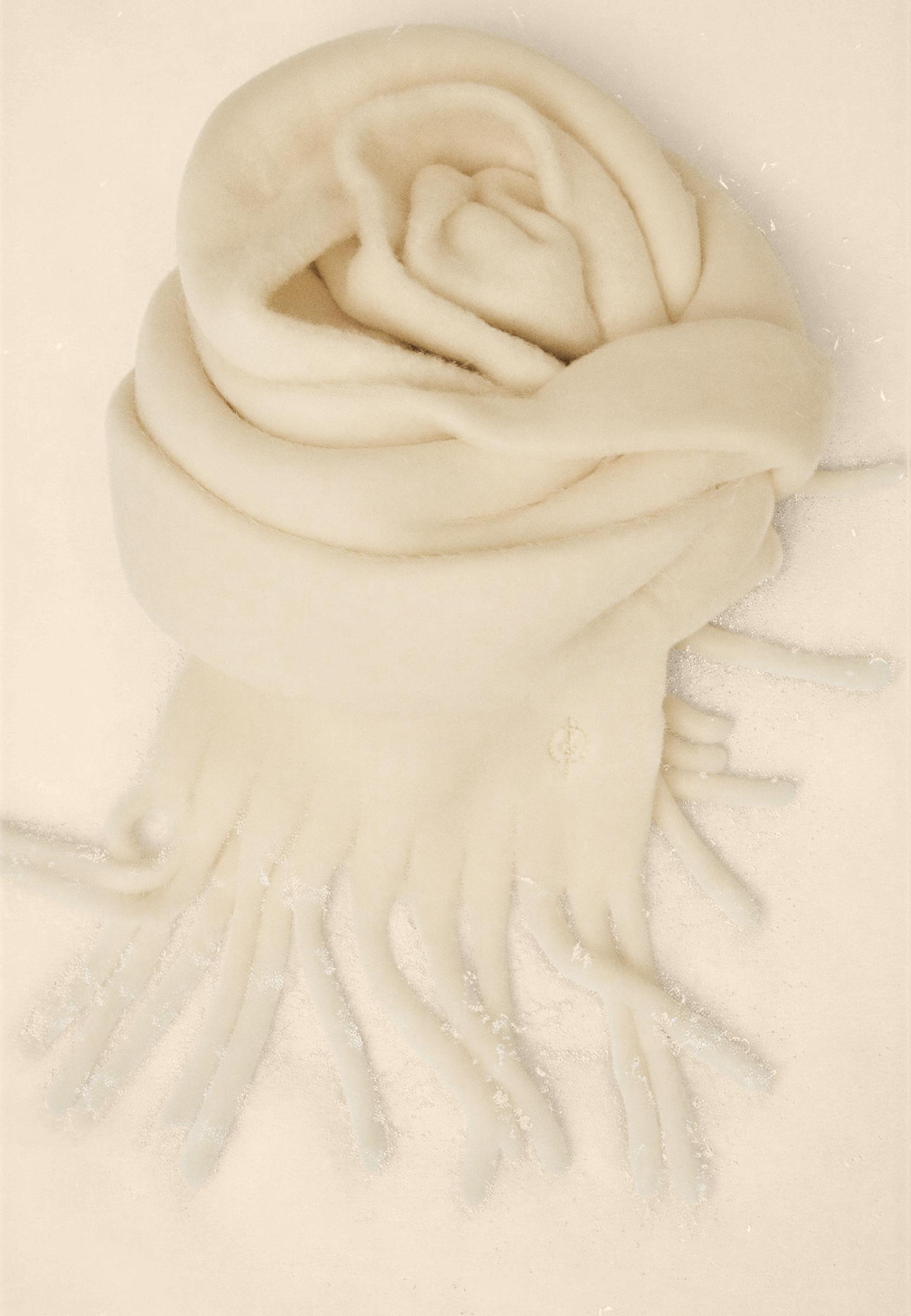 Basic plain scarf — Ecru