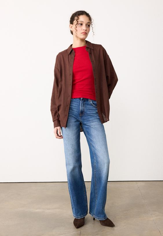 camisa fluida efecto lino