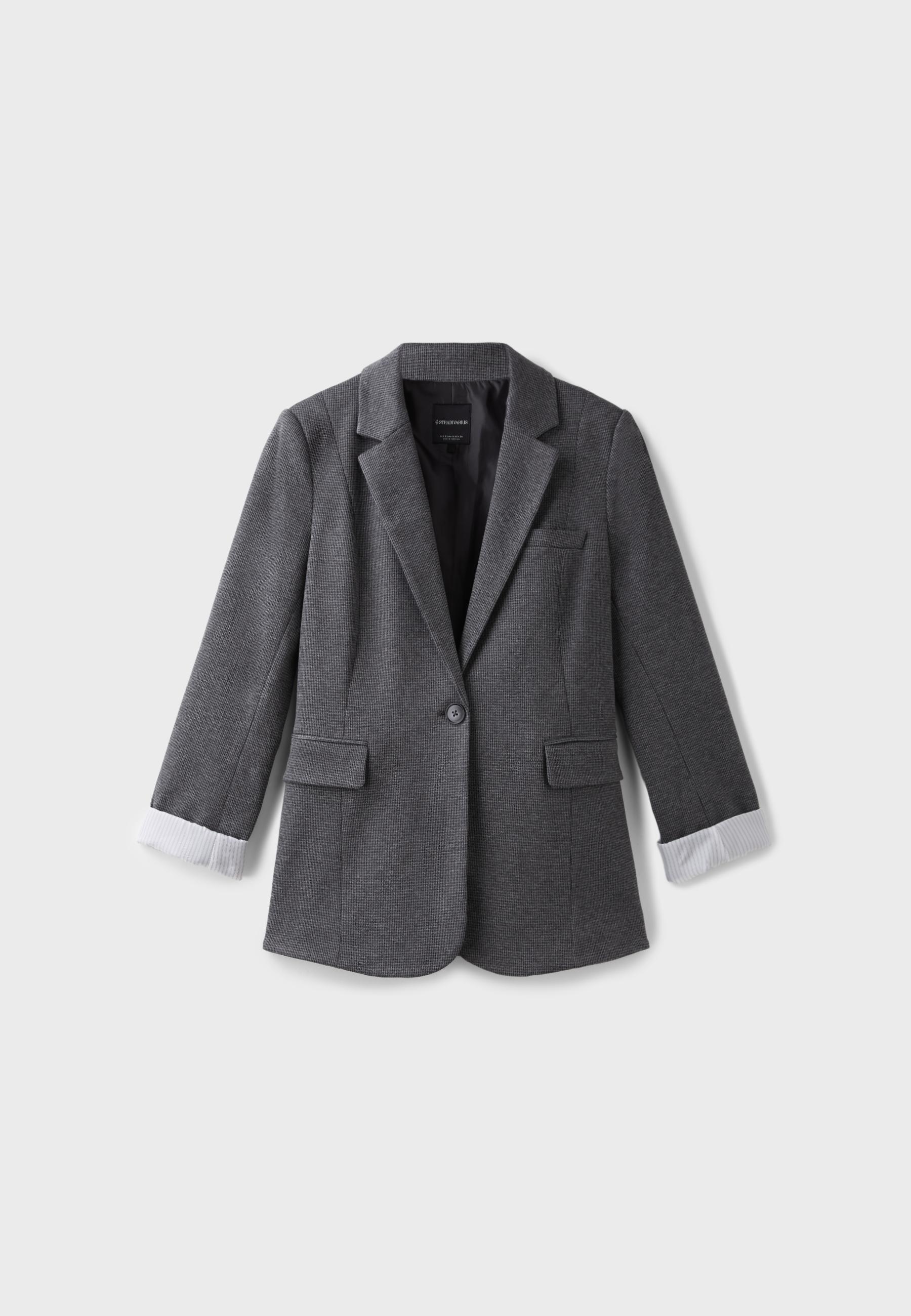 Regular fit houndstooth blazer — Grey