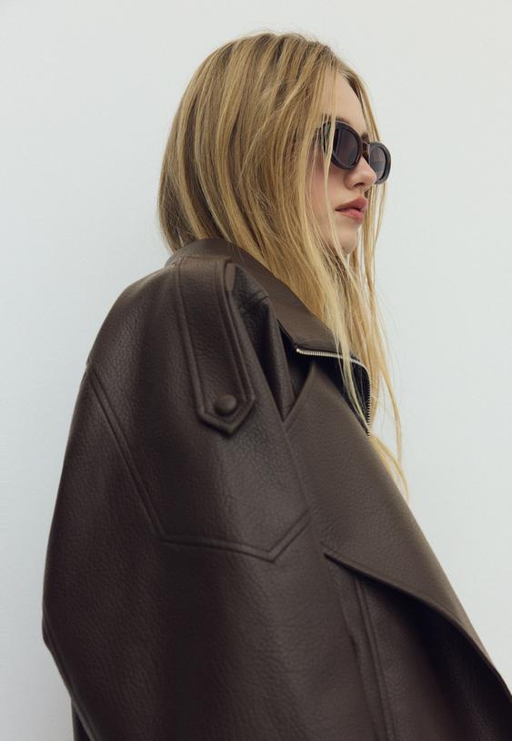 cazadora biker oversize efecto piel
