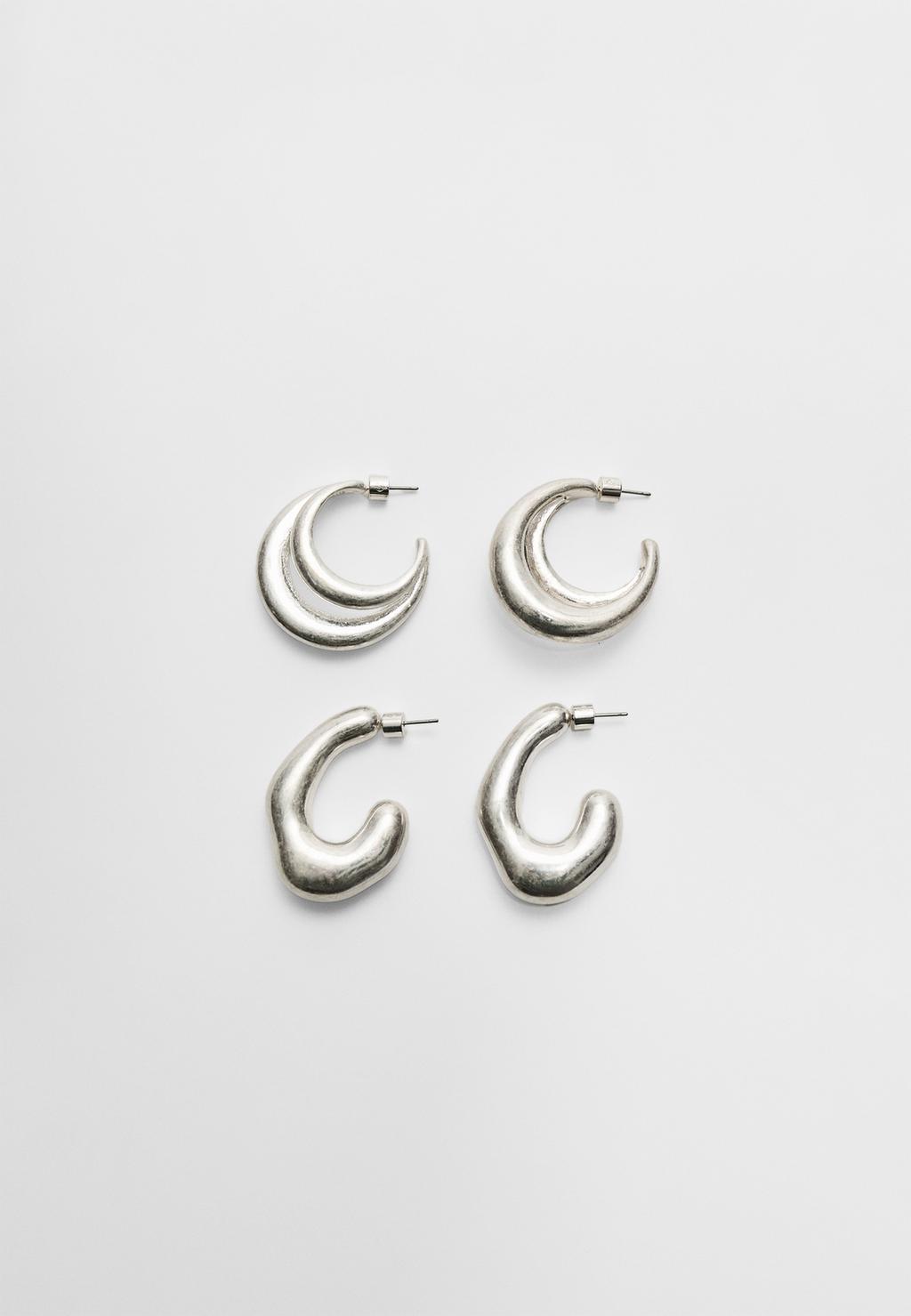 Set of 2 voluminous hoop earrings