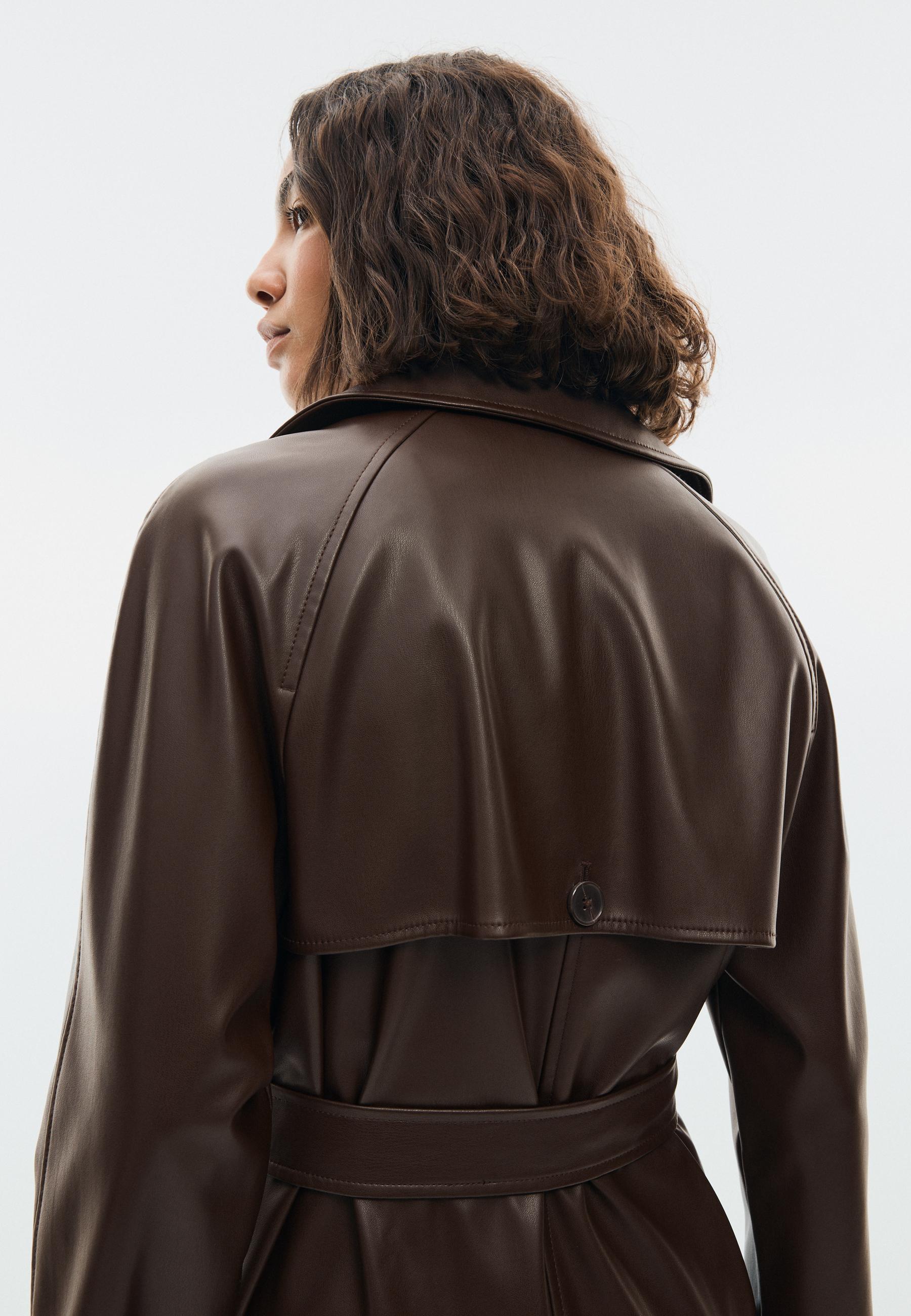 Long faux leather trench coat — Brown