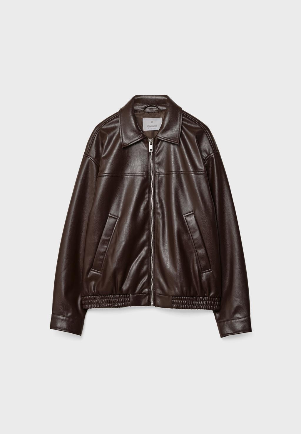 Oversize faux leather jacket