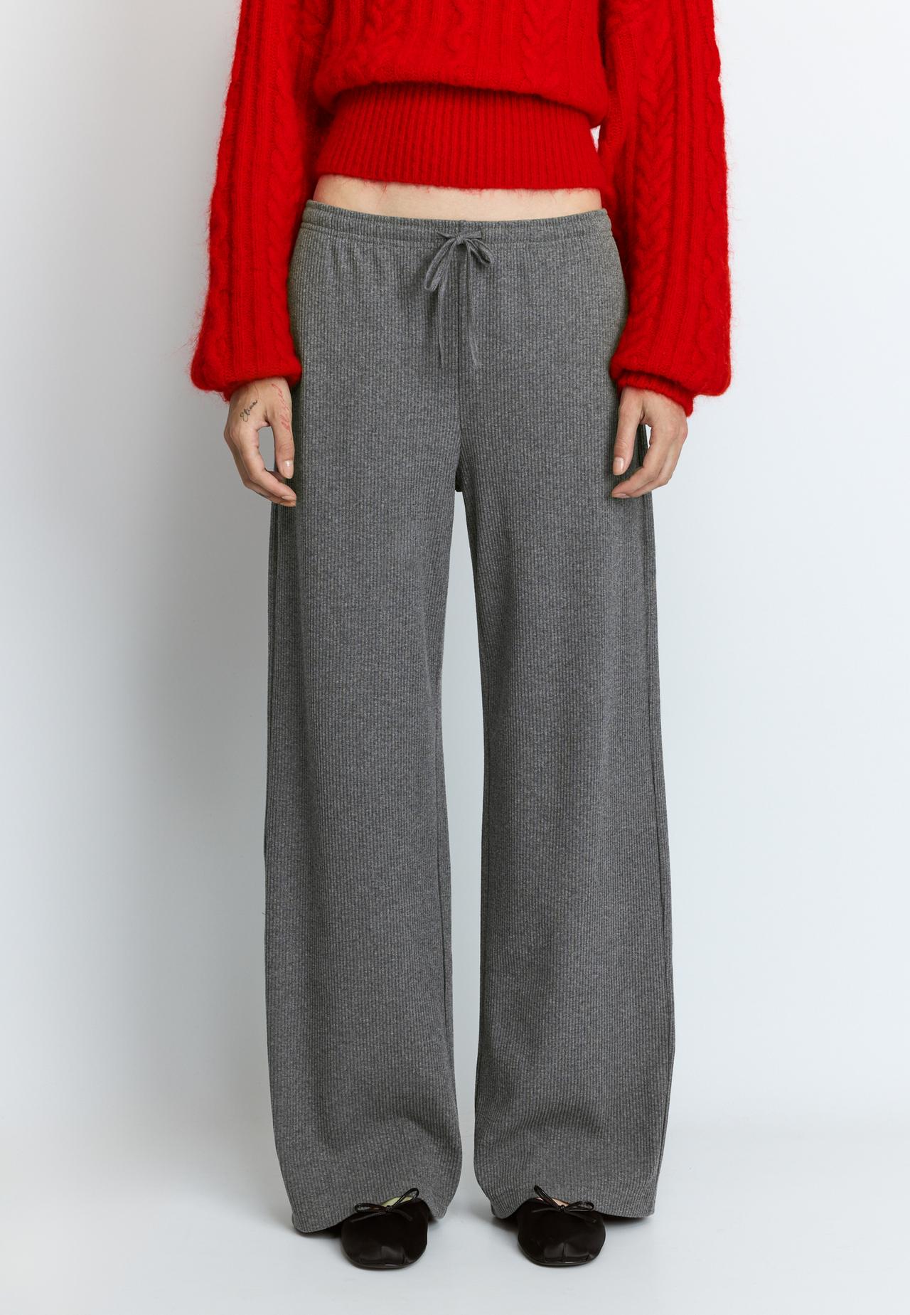 Soft-touch ribbed trousers — Dark grey