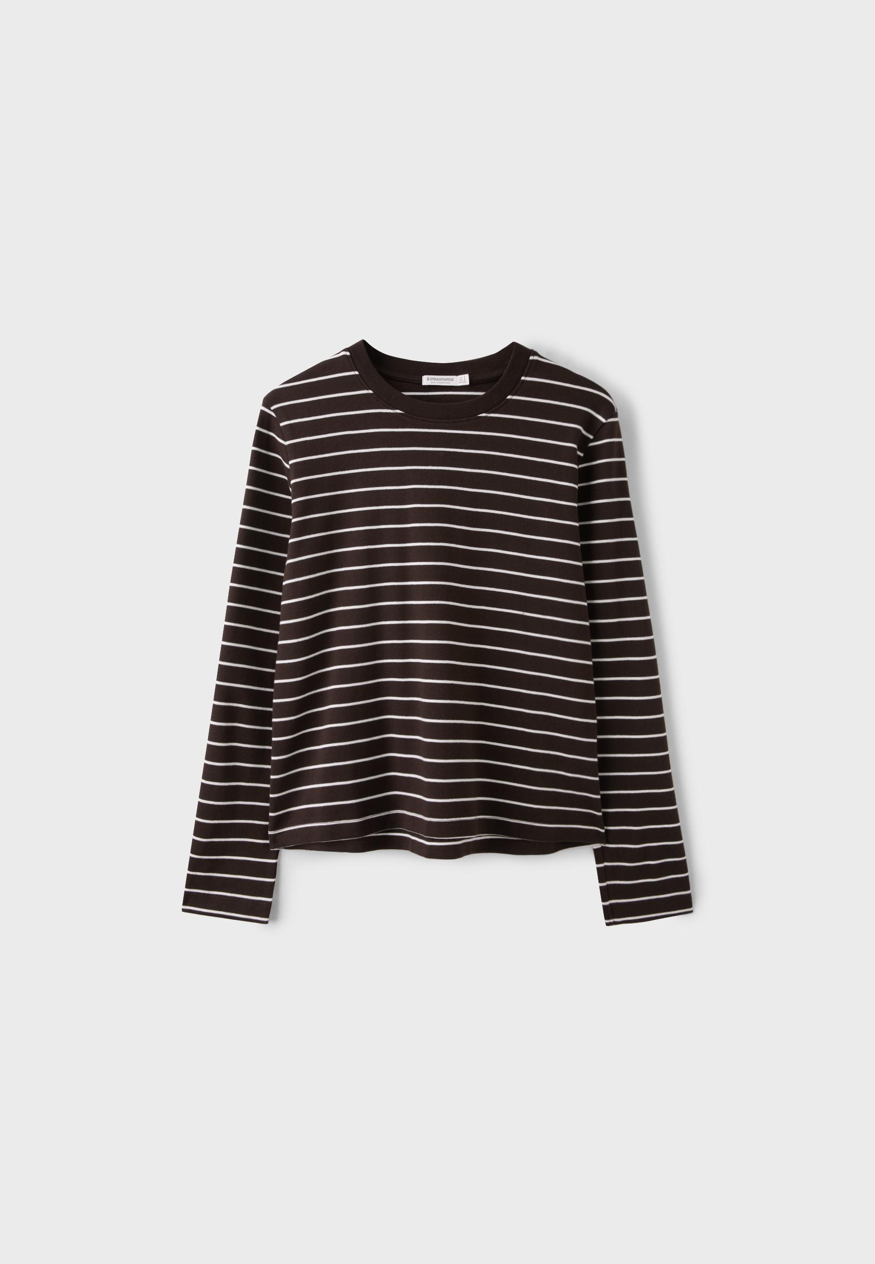 Long sleeve striped T-shirt — Brown