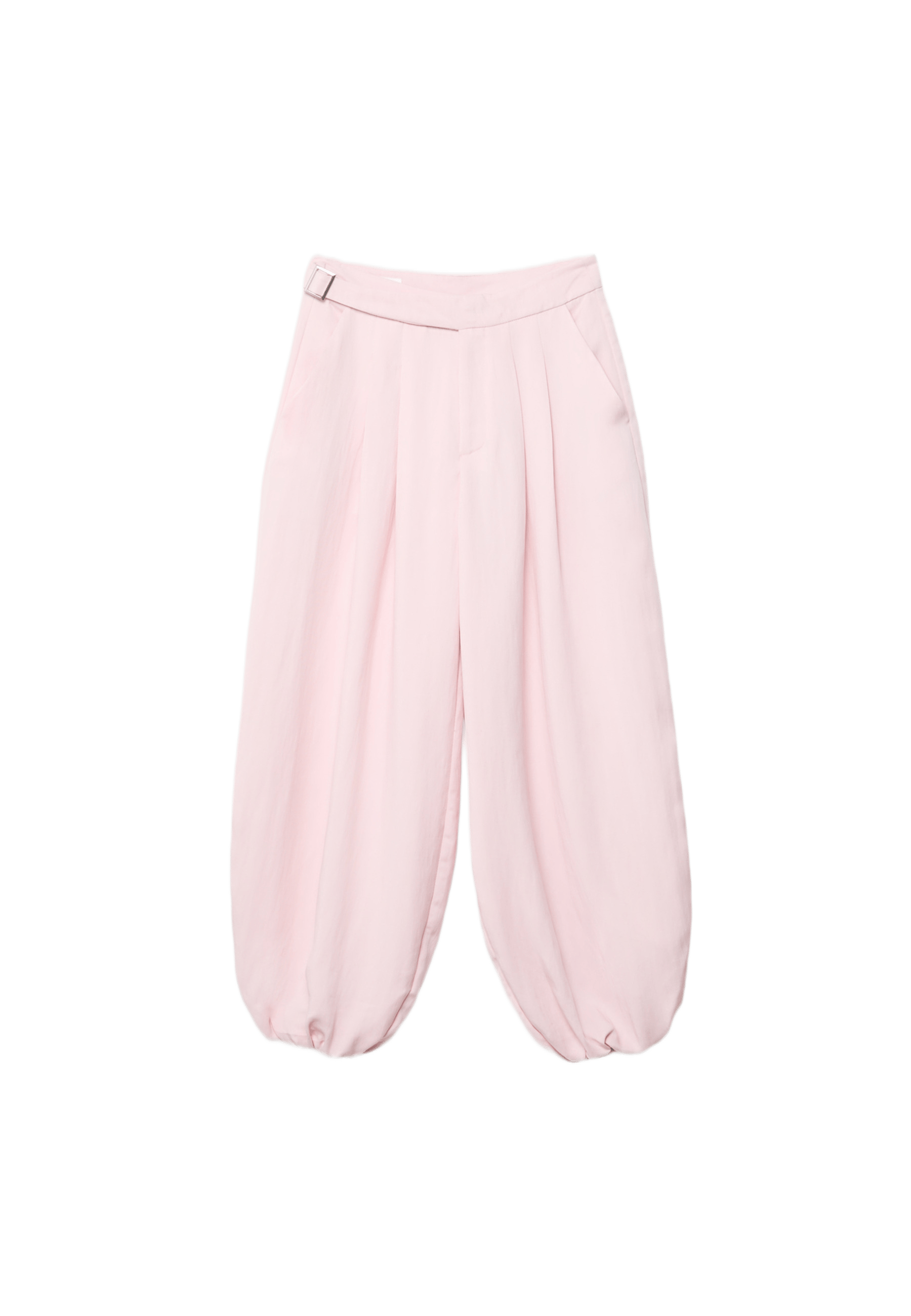Darted sarouel trousers with buckle — Pastel pink