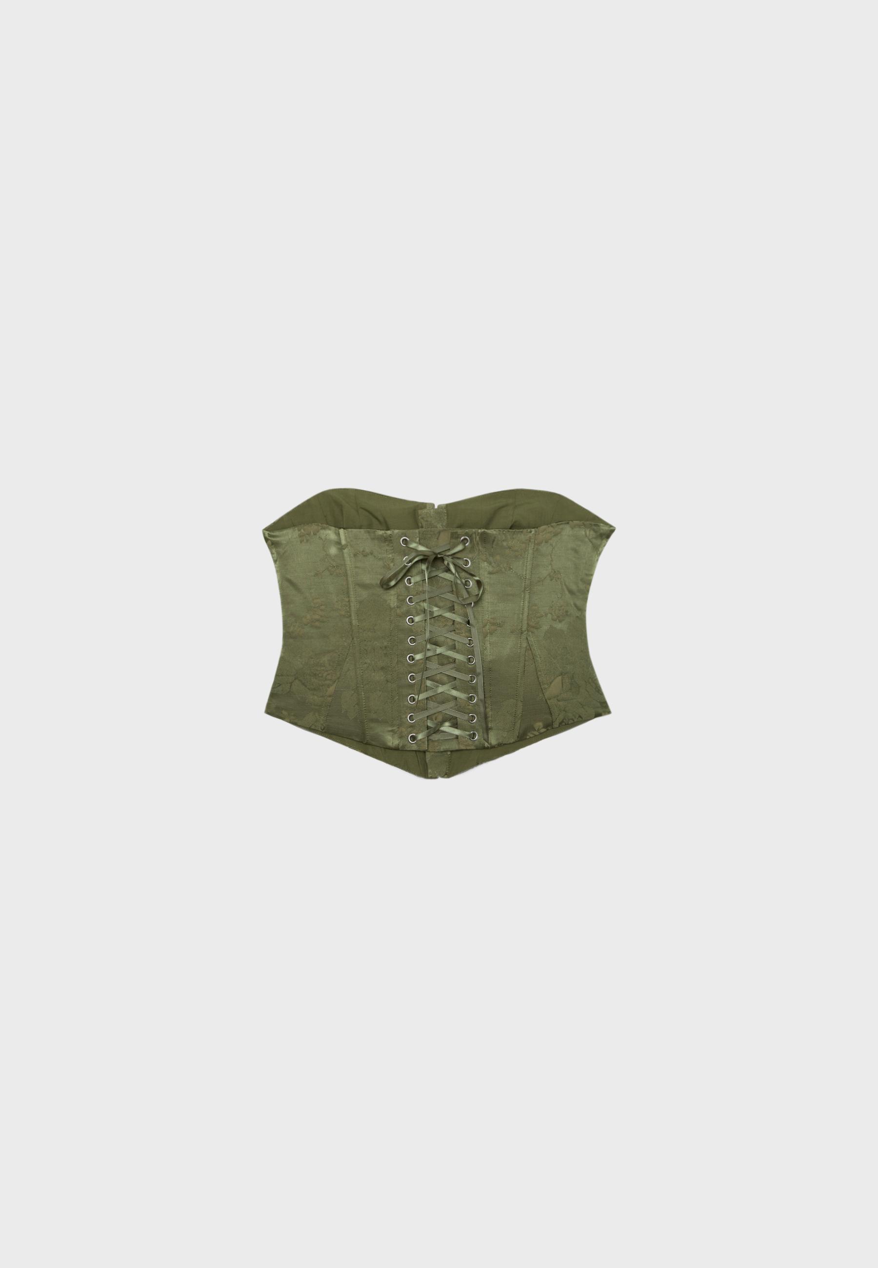 Lace-up corset — Khaki