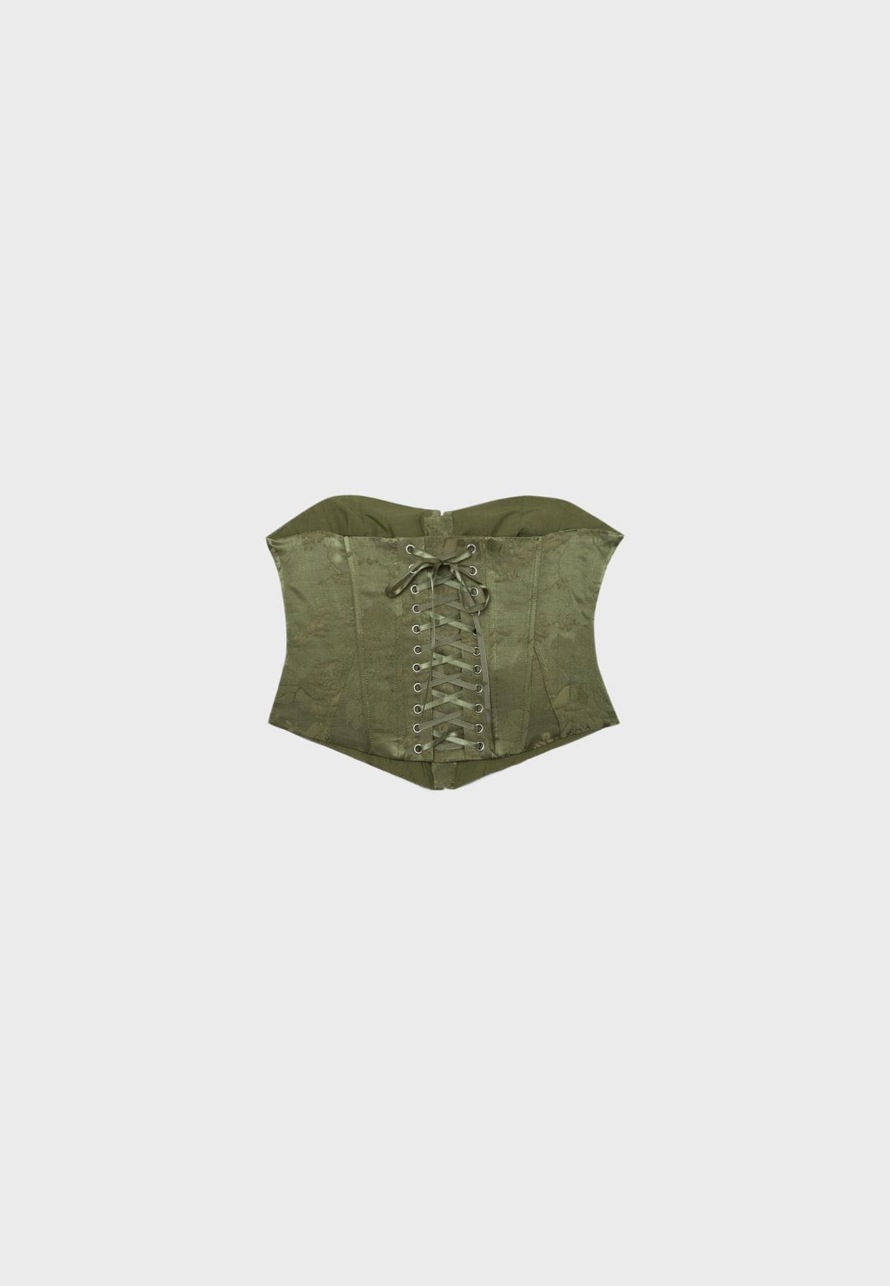 Lace-up corset — Khaki