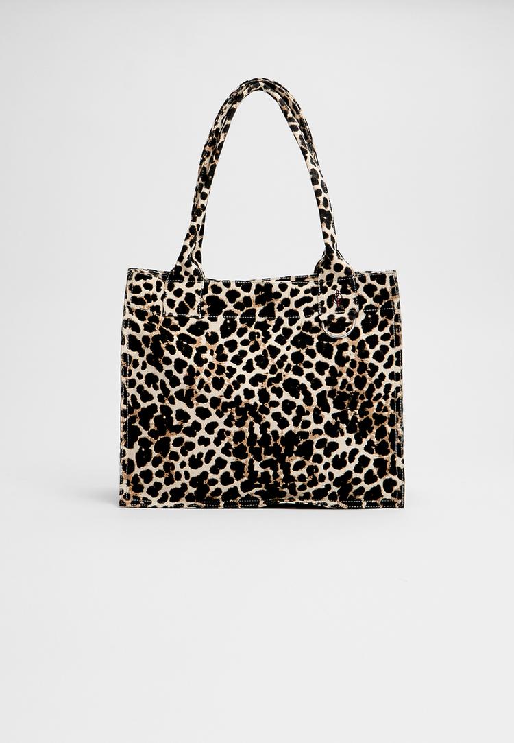 Leopar desenli kumaş tote çanta_3