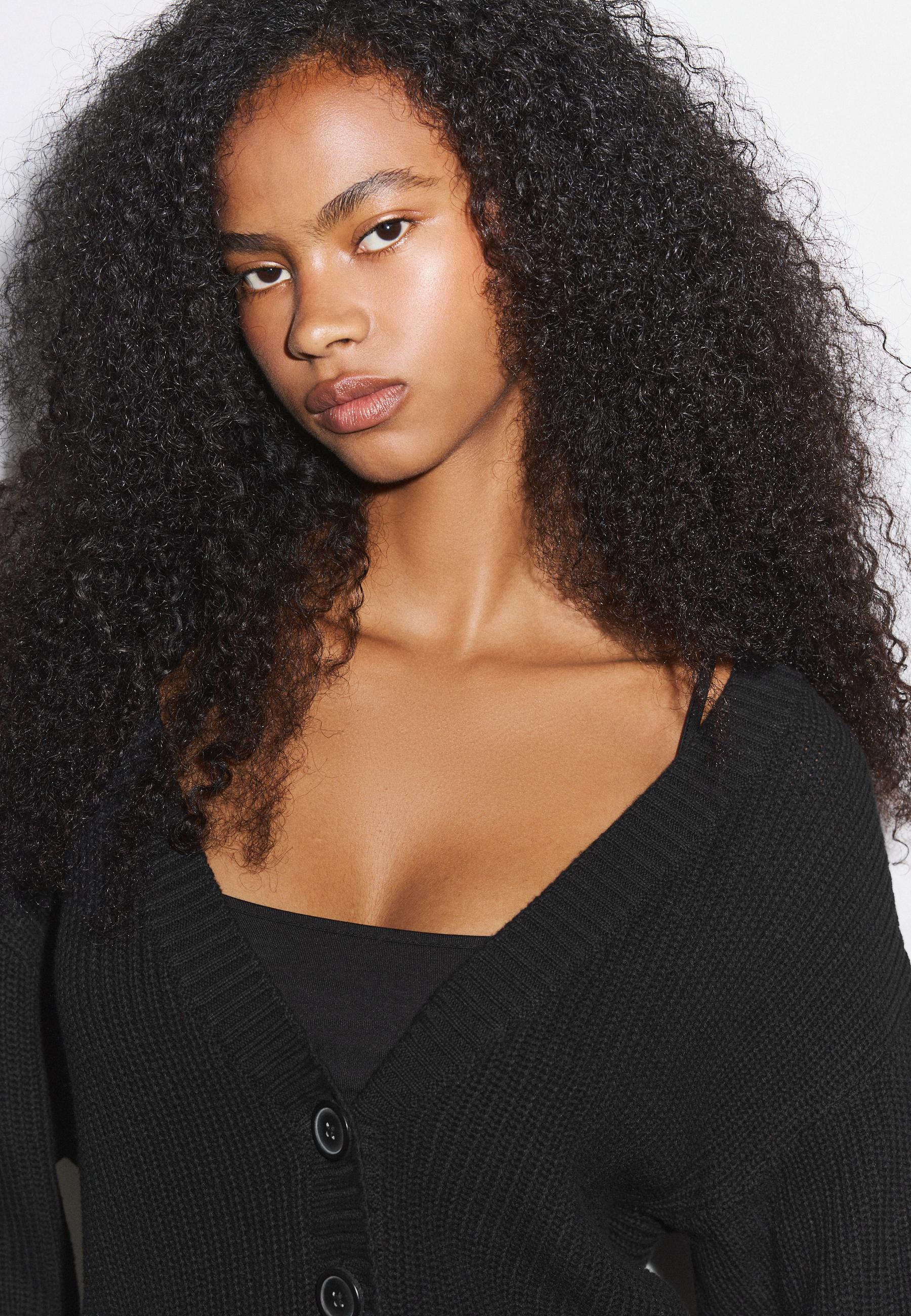 V-neck knit cardigan — Black