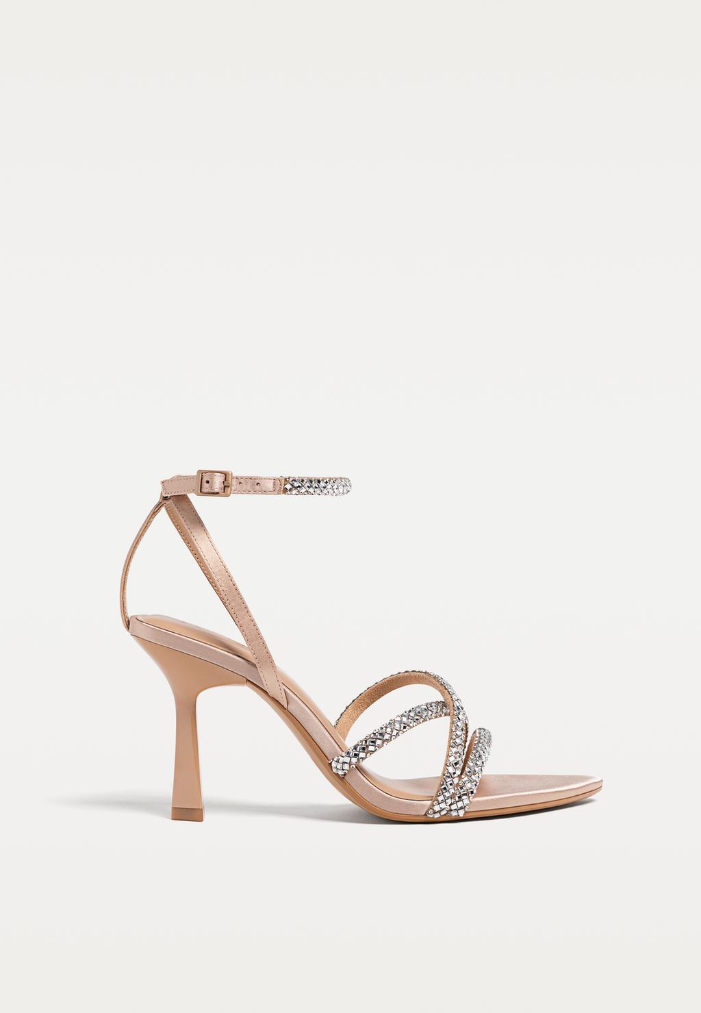 Heeled rhinestone sandals