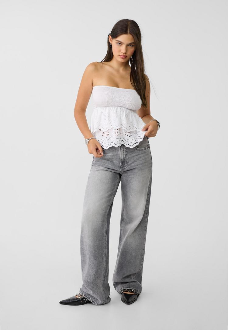 top bandeau bordado