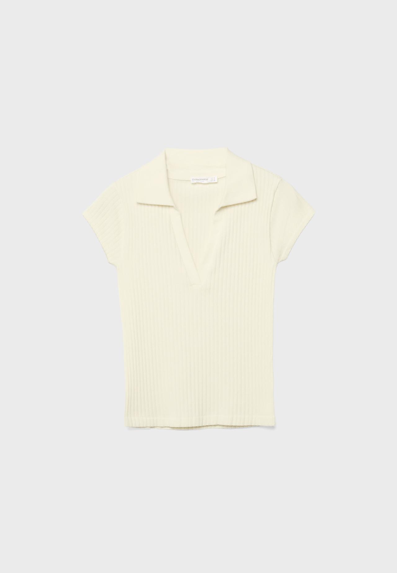 Basic seamless polo T-shirt — Pastel yellow
