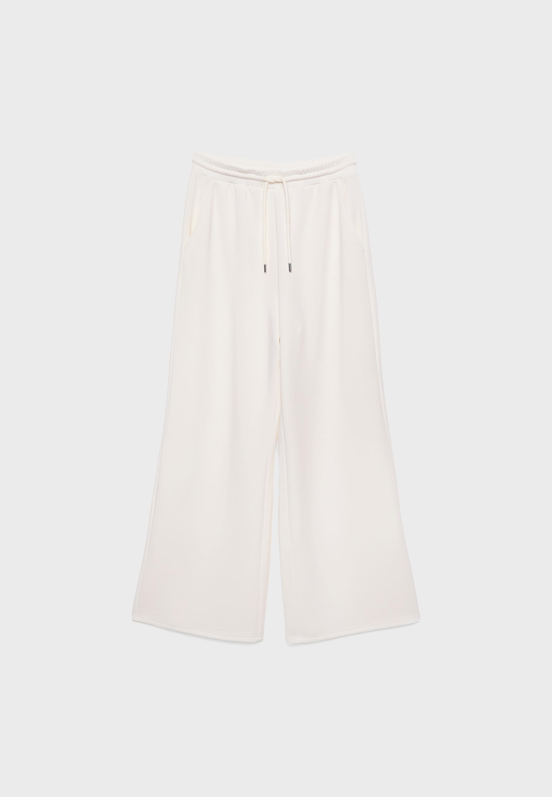 Soft-touch palazzo joggers — Stone