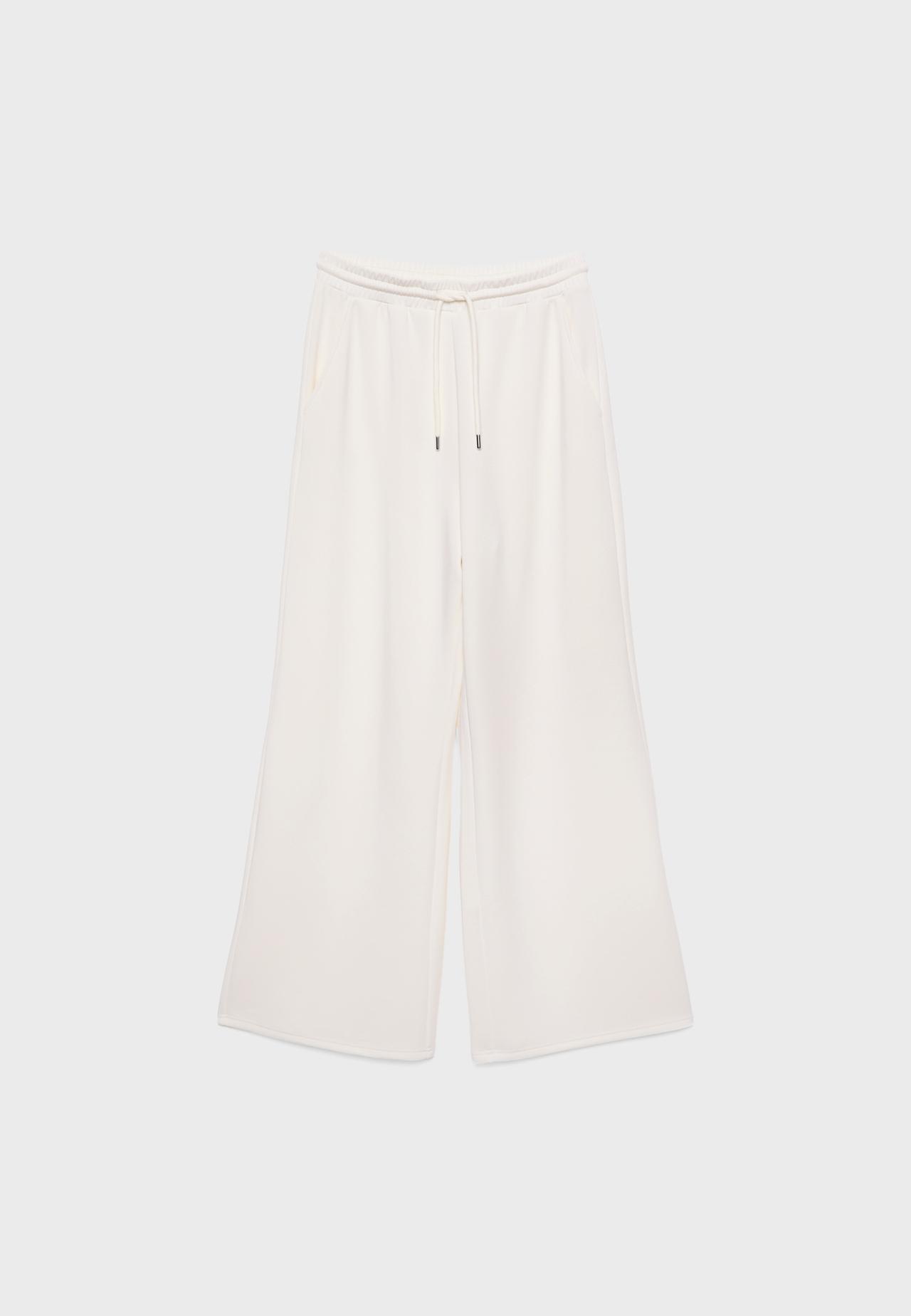 Soft-touch palazzo jogger trousers — Stone