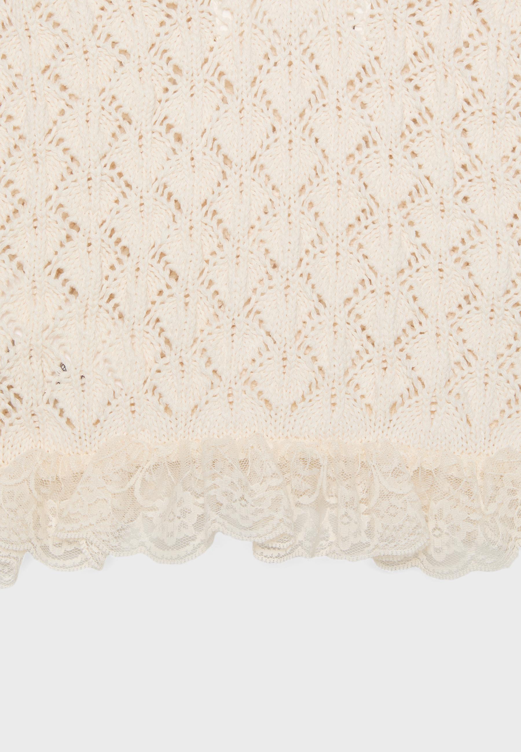 Mixed knit top — Vanilla