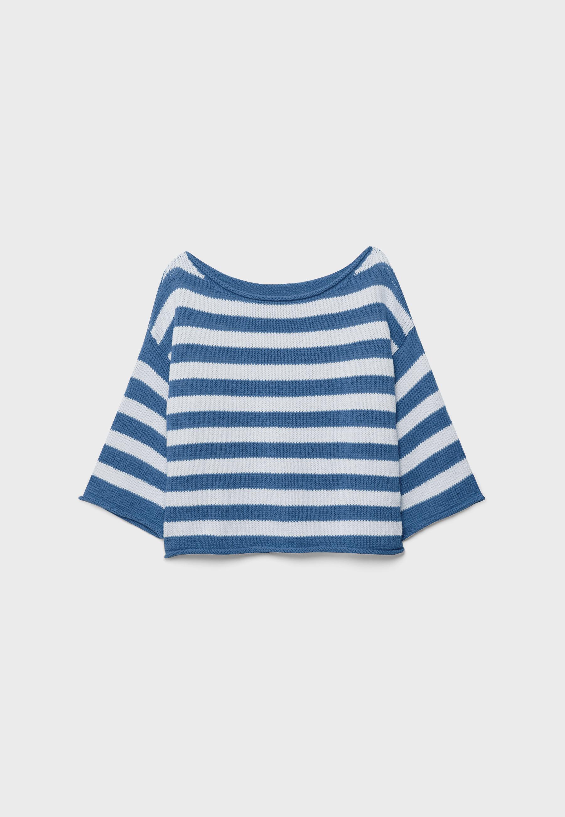 Boat neck knit sweater — Royal blue