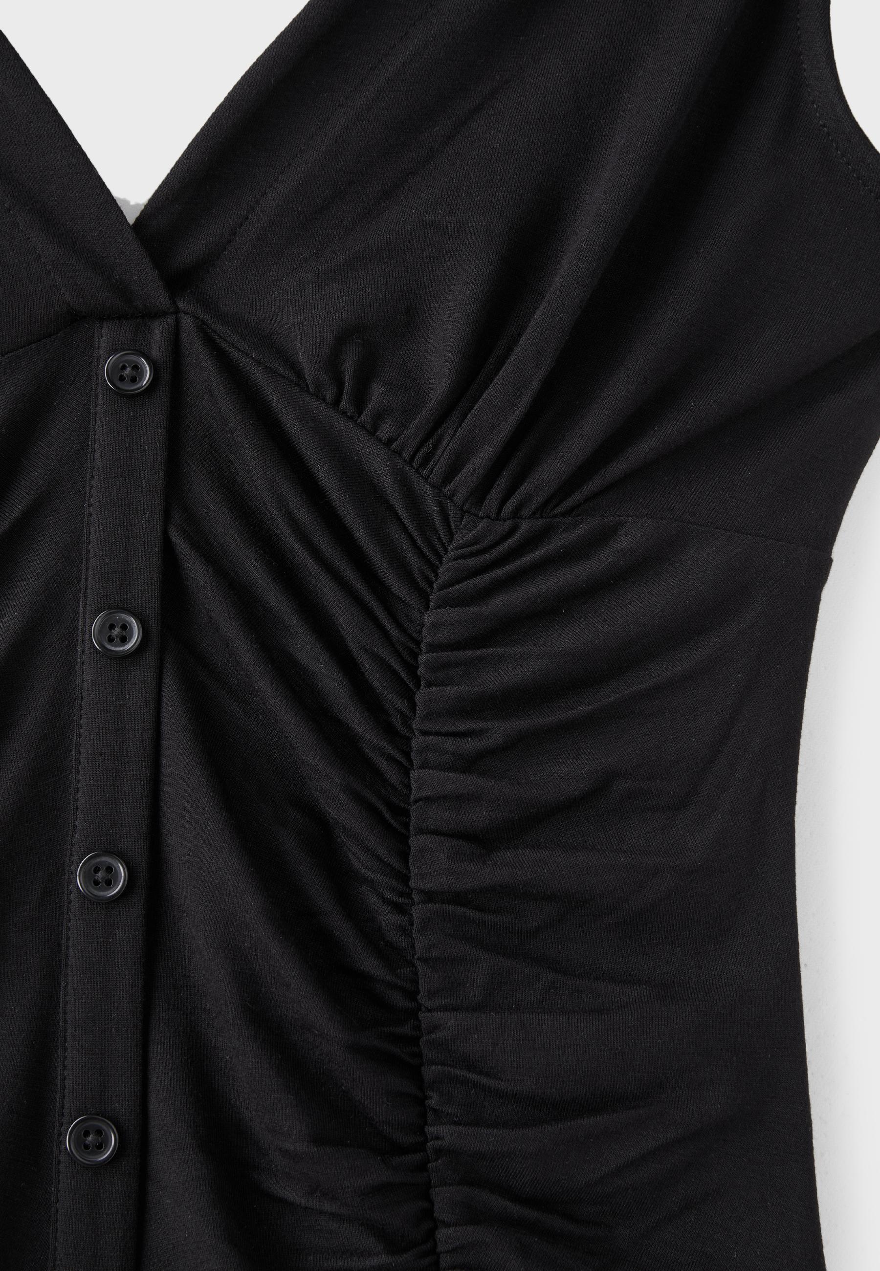 Fitted gathered top — Black