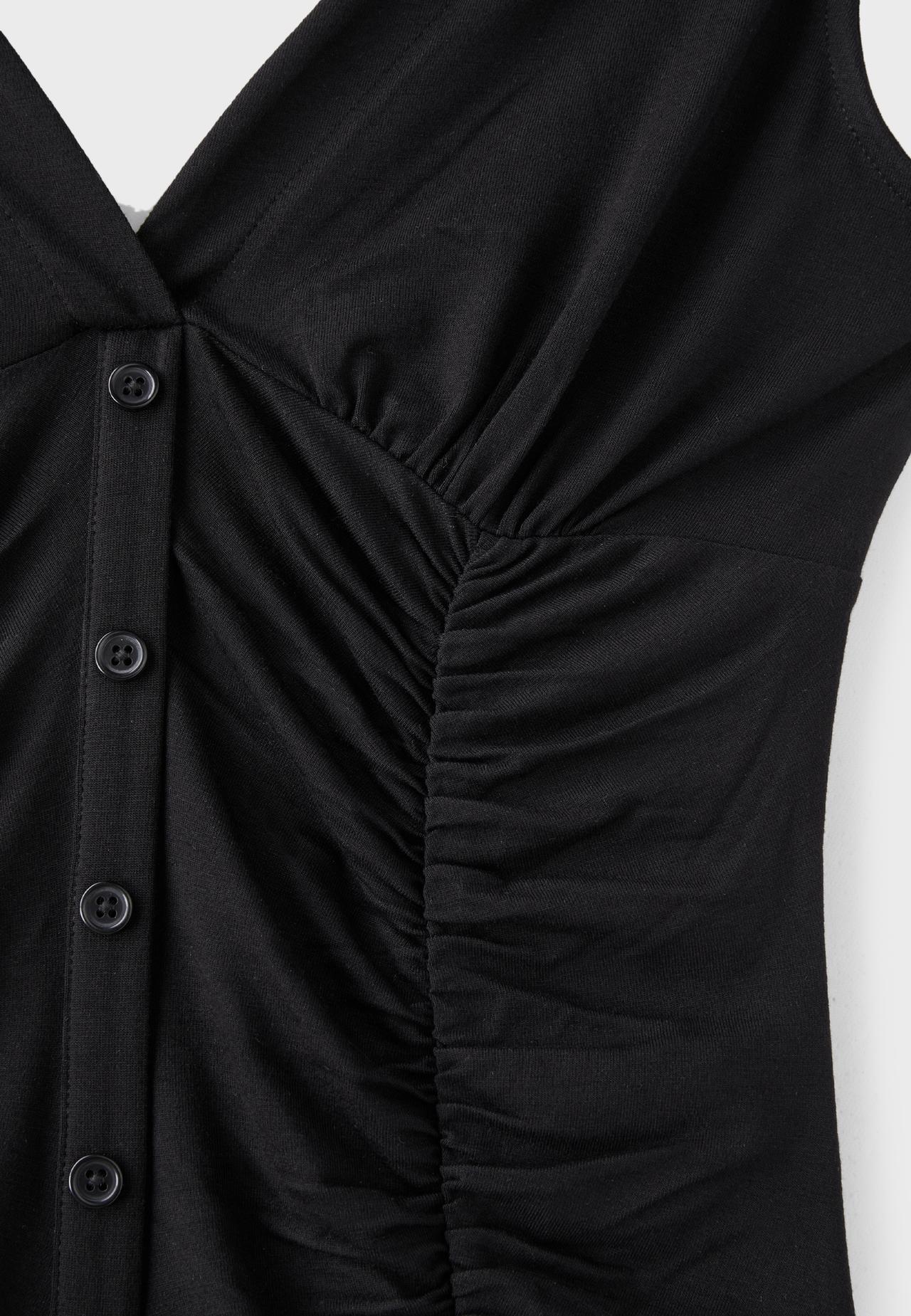 Fitted gathered top — Black