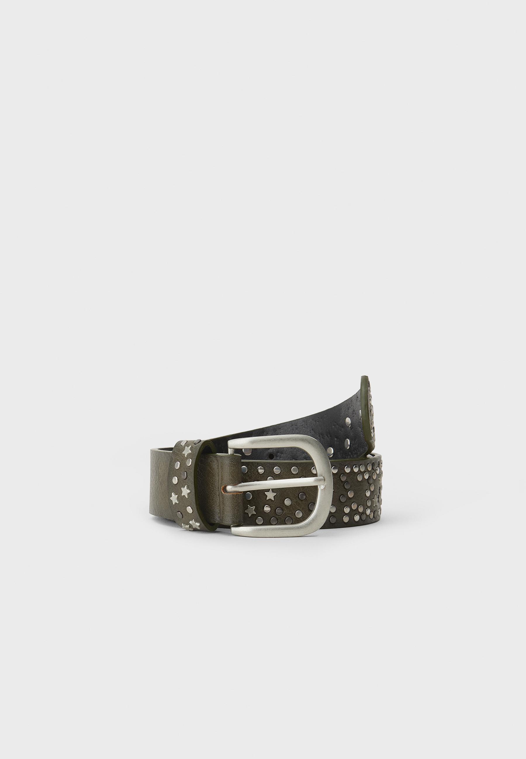 Stradivarius Ζώνη Με Αστέρια Και Τρουκς Χακί 80