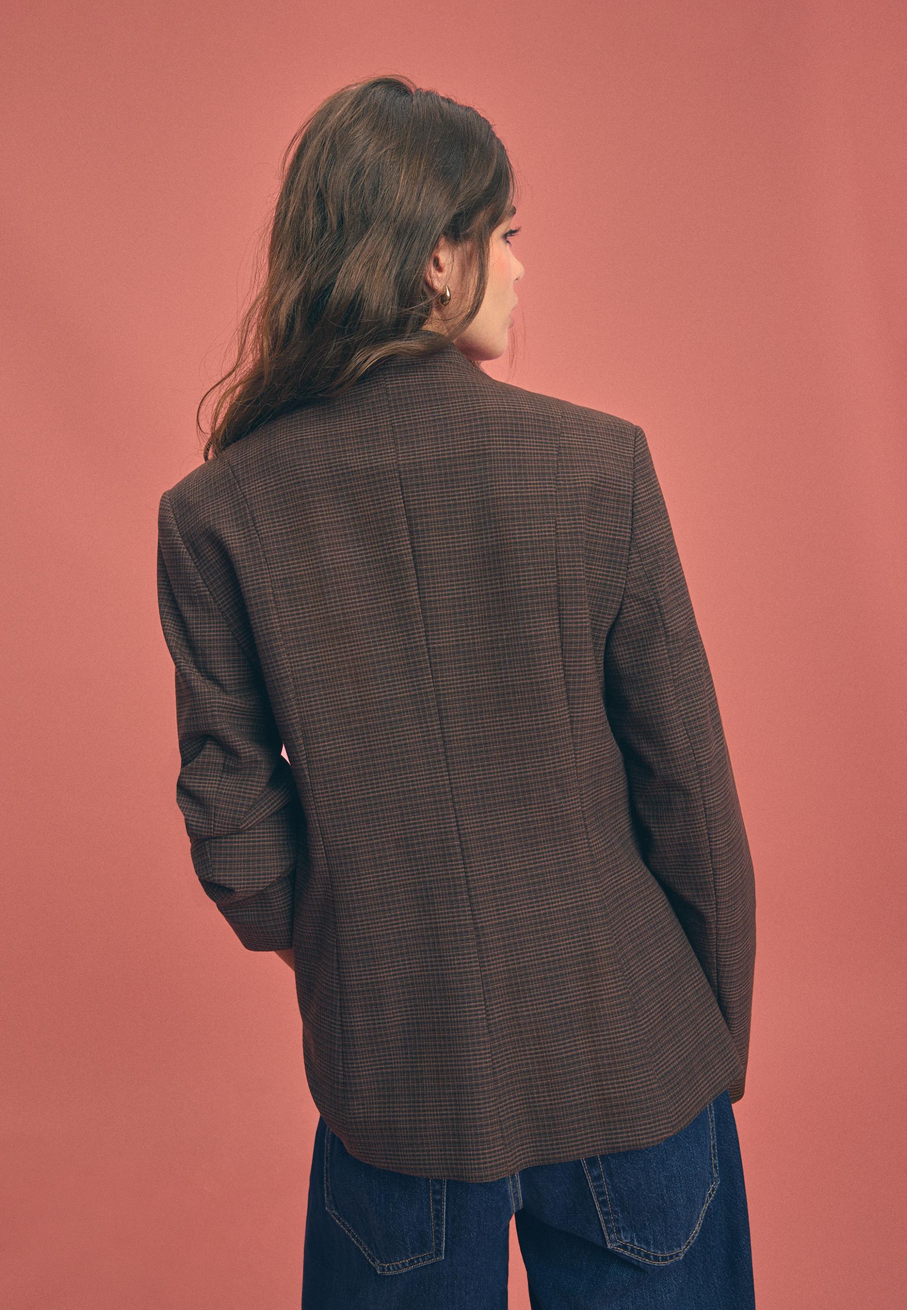 Asymmetric multi-button blazer — Brown